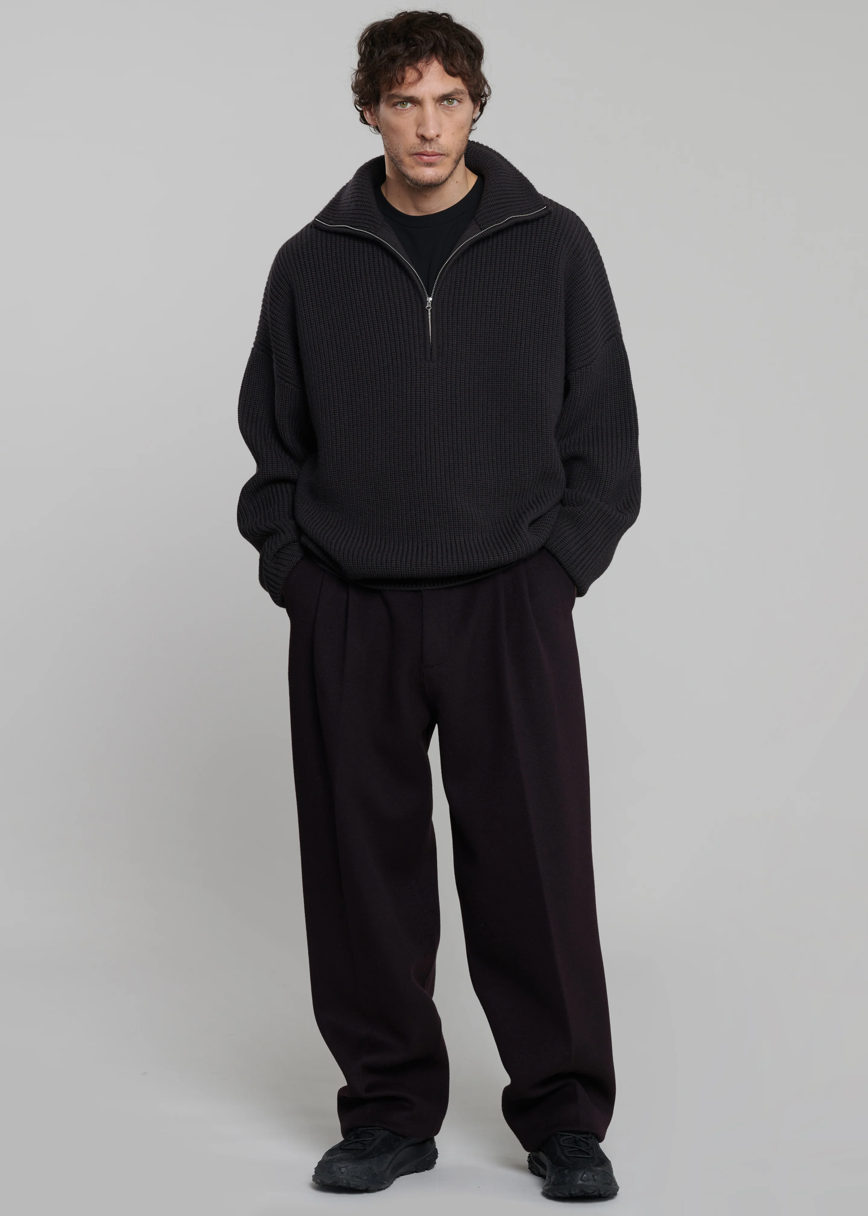 Harrison Quarter Zip Jumper - Dark Plum - Image 6