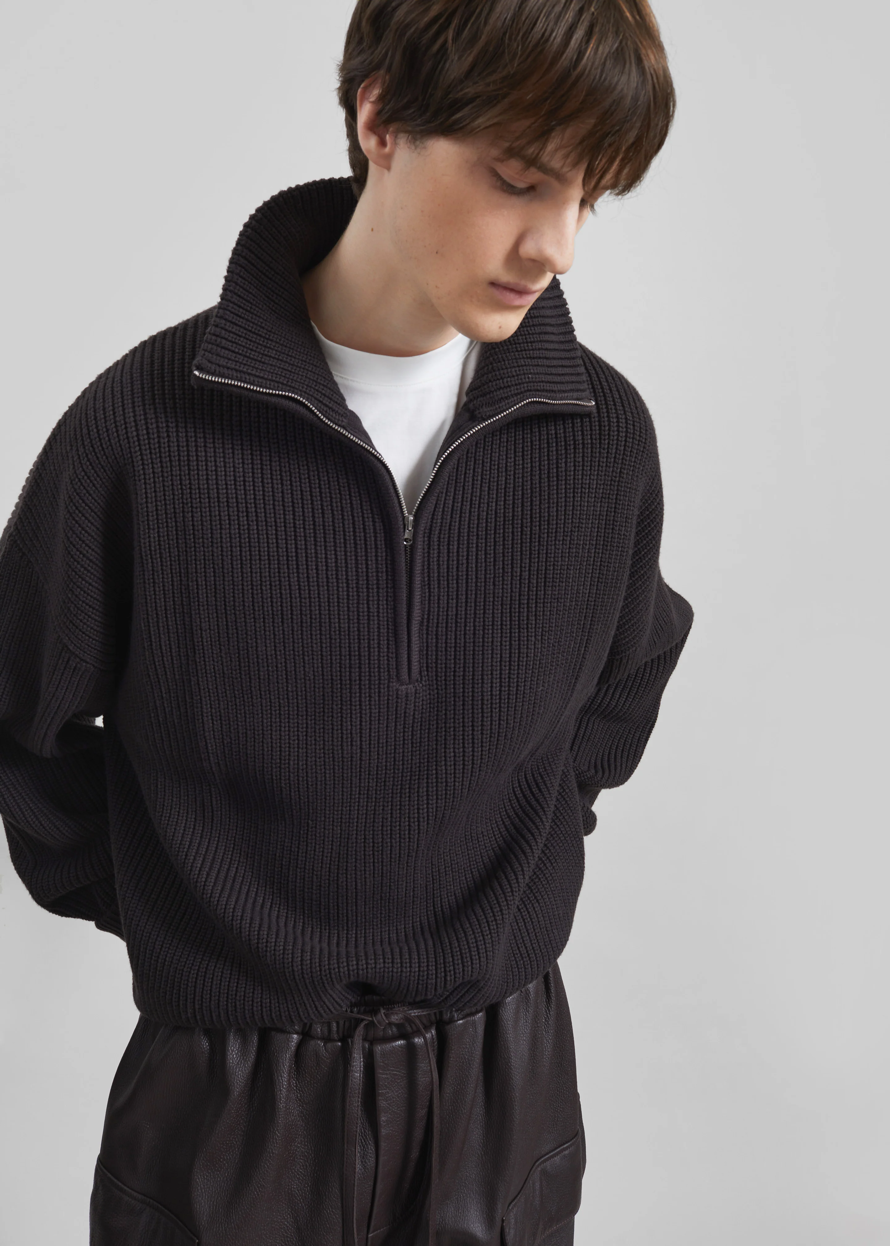Harrison Quarter Zip Jumper - Dark Plum - Image 7