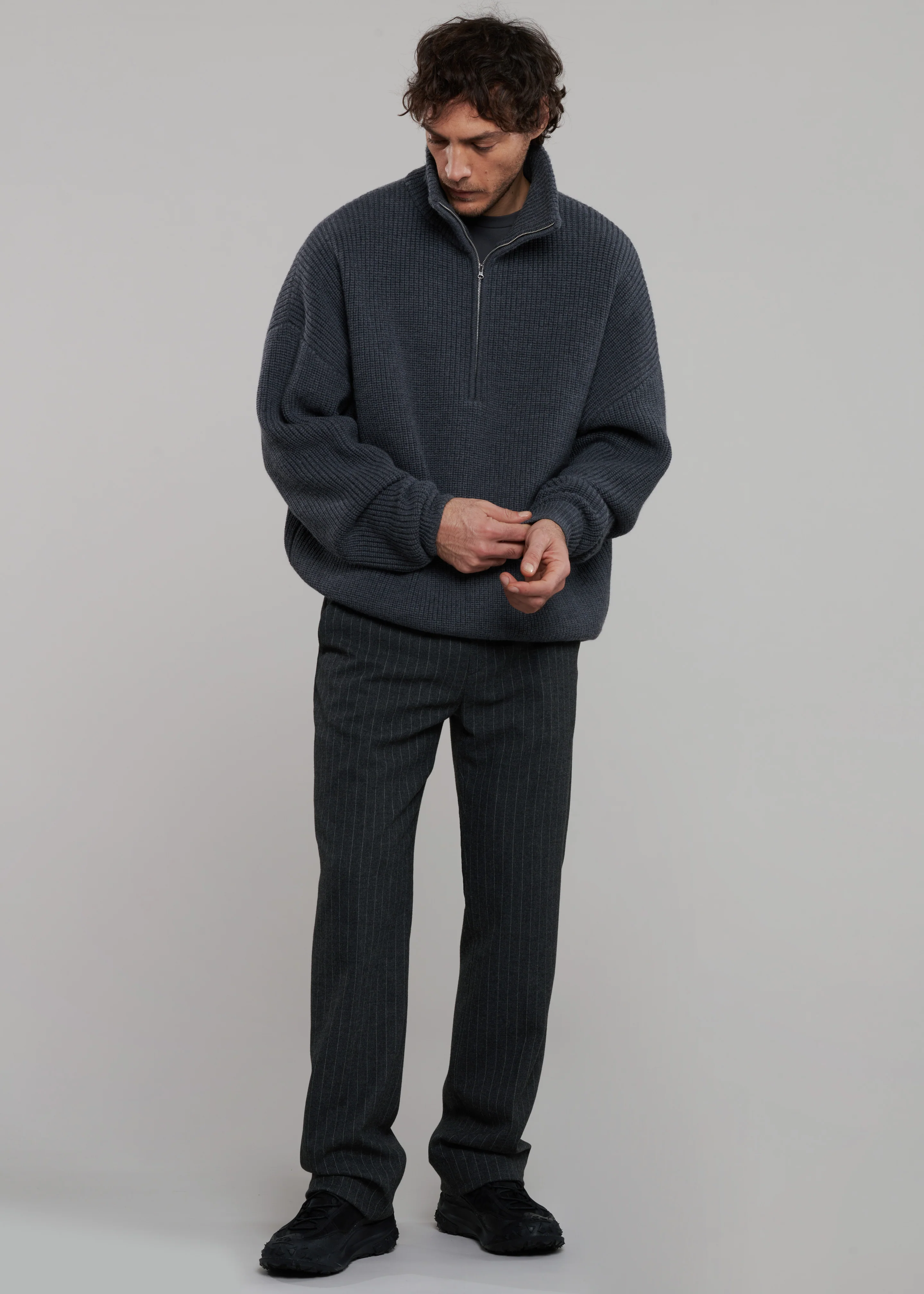 Harrison Quarter Zip Jumper - Grey Melange - Image 3