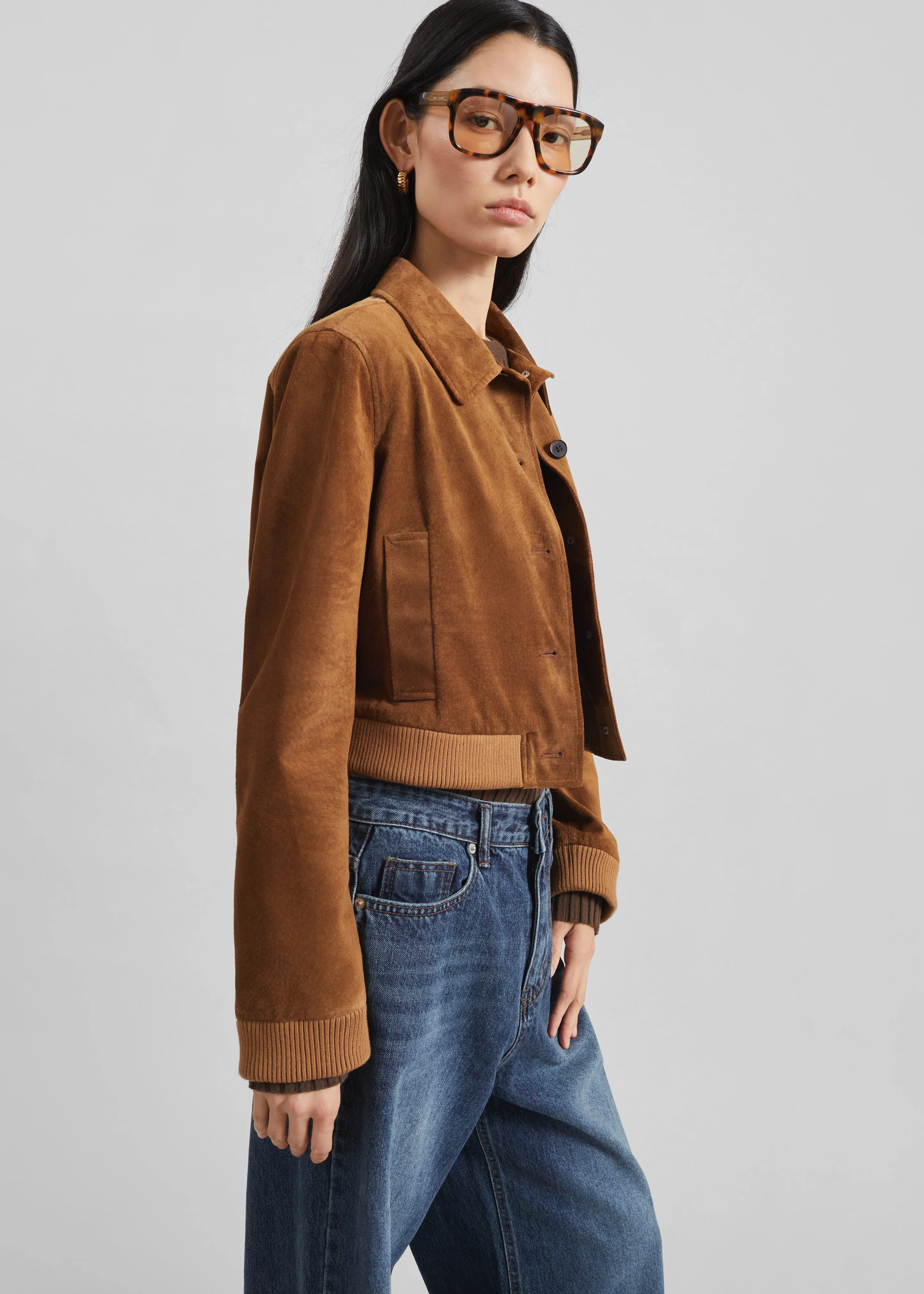 Hartford Suede Short Jacket - Dark Camel - Image 6