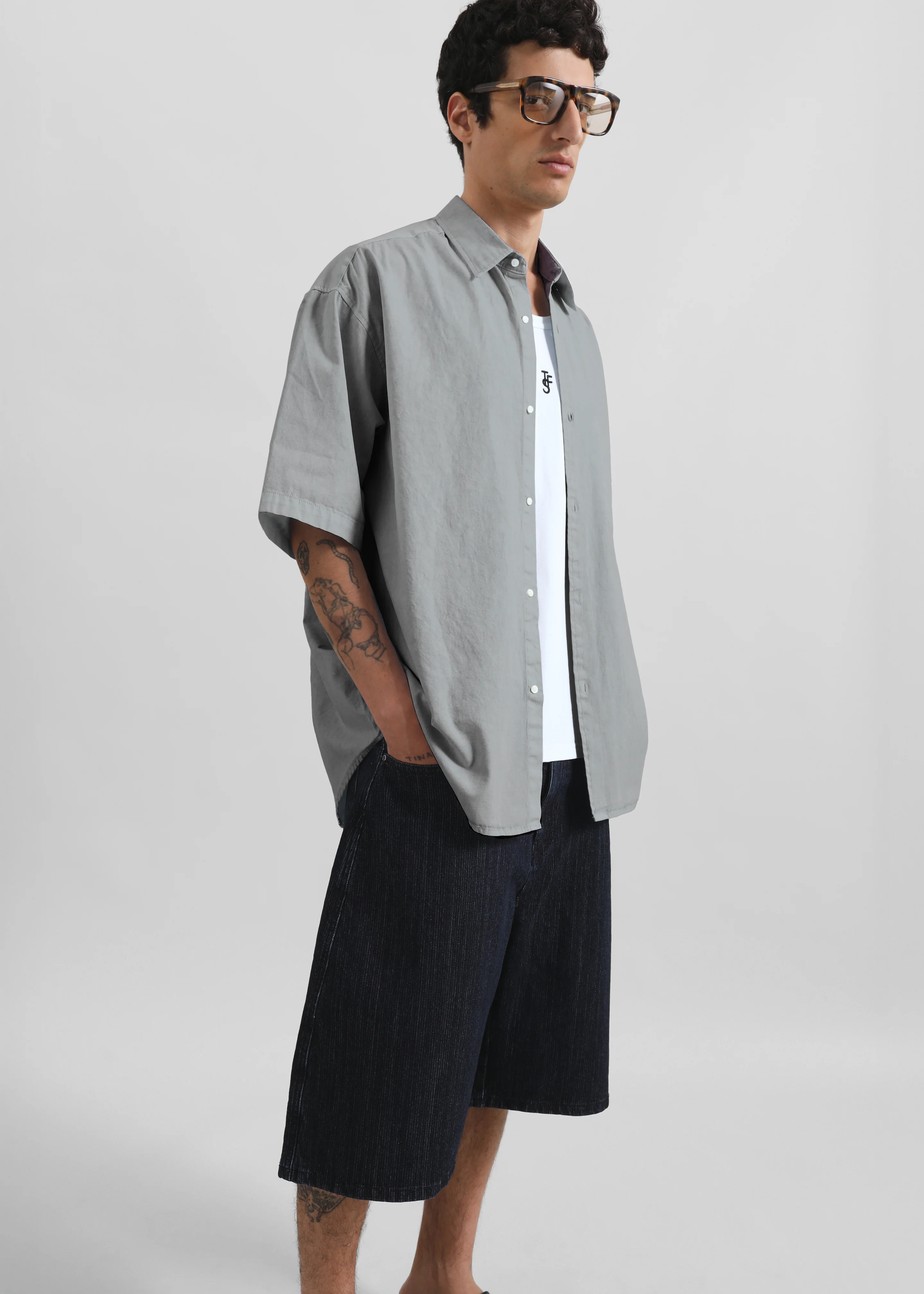 Havre Button Down Shirt - Light Grey - Image 4