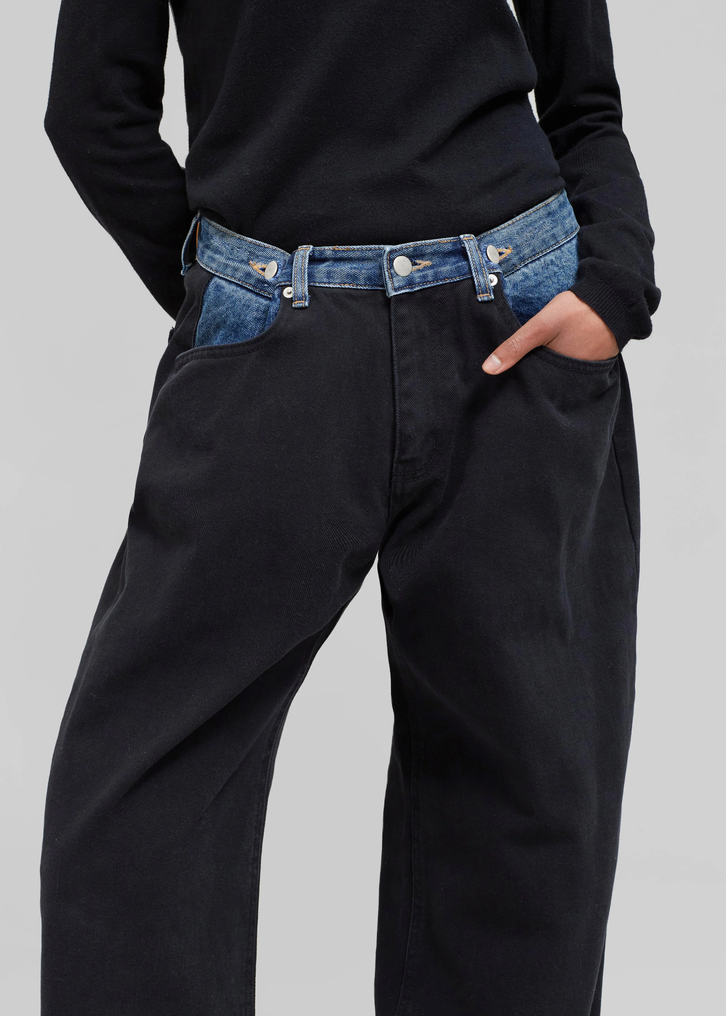 Hayla Contrast Denim Pants - Black/Blue - Image 6