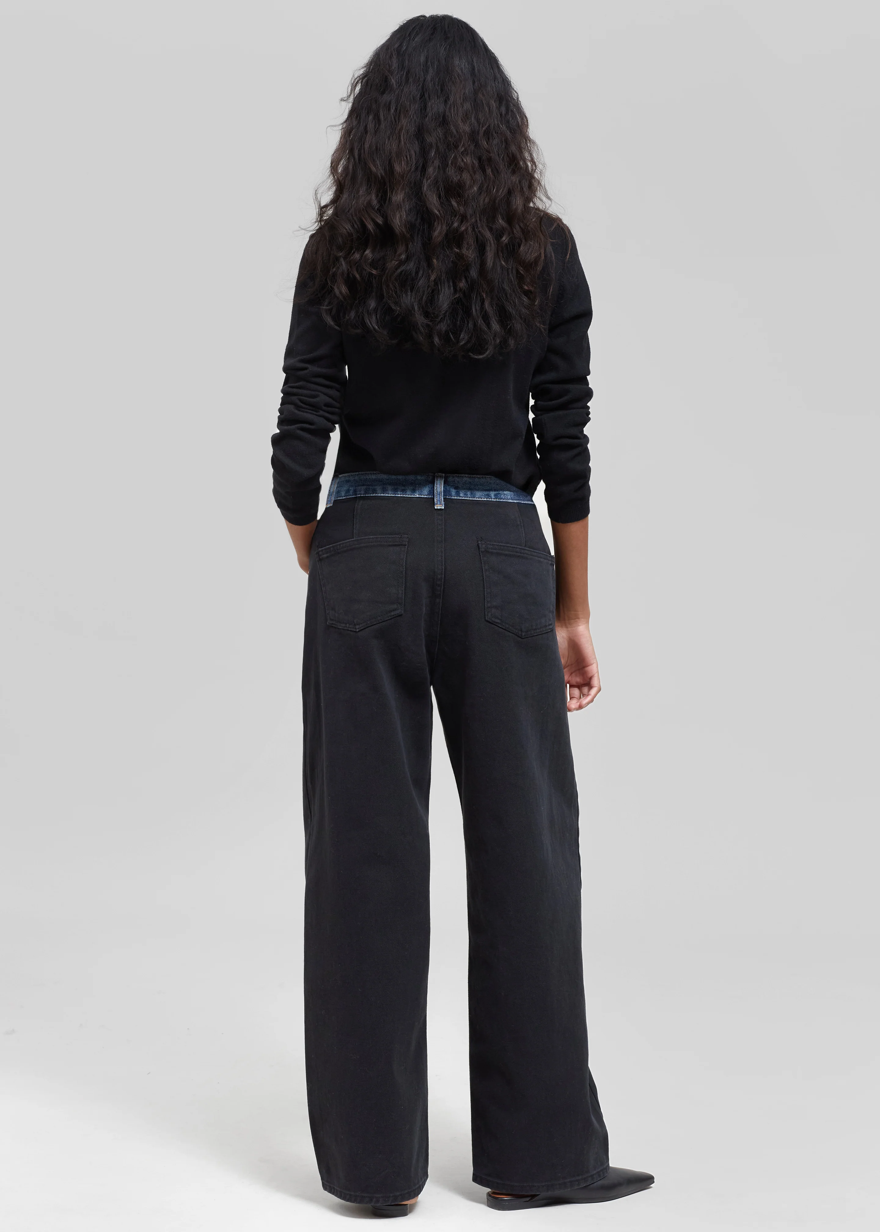 Hayla Contrast Denim Pants - Black/Blue - Image 8