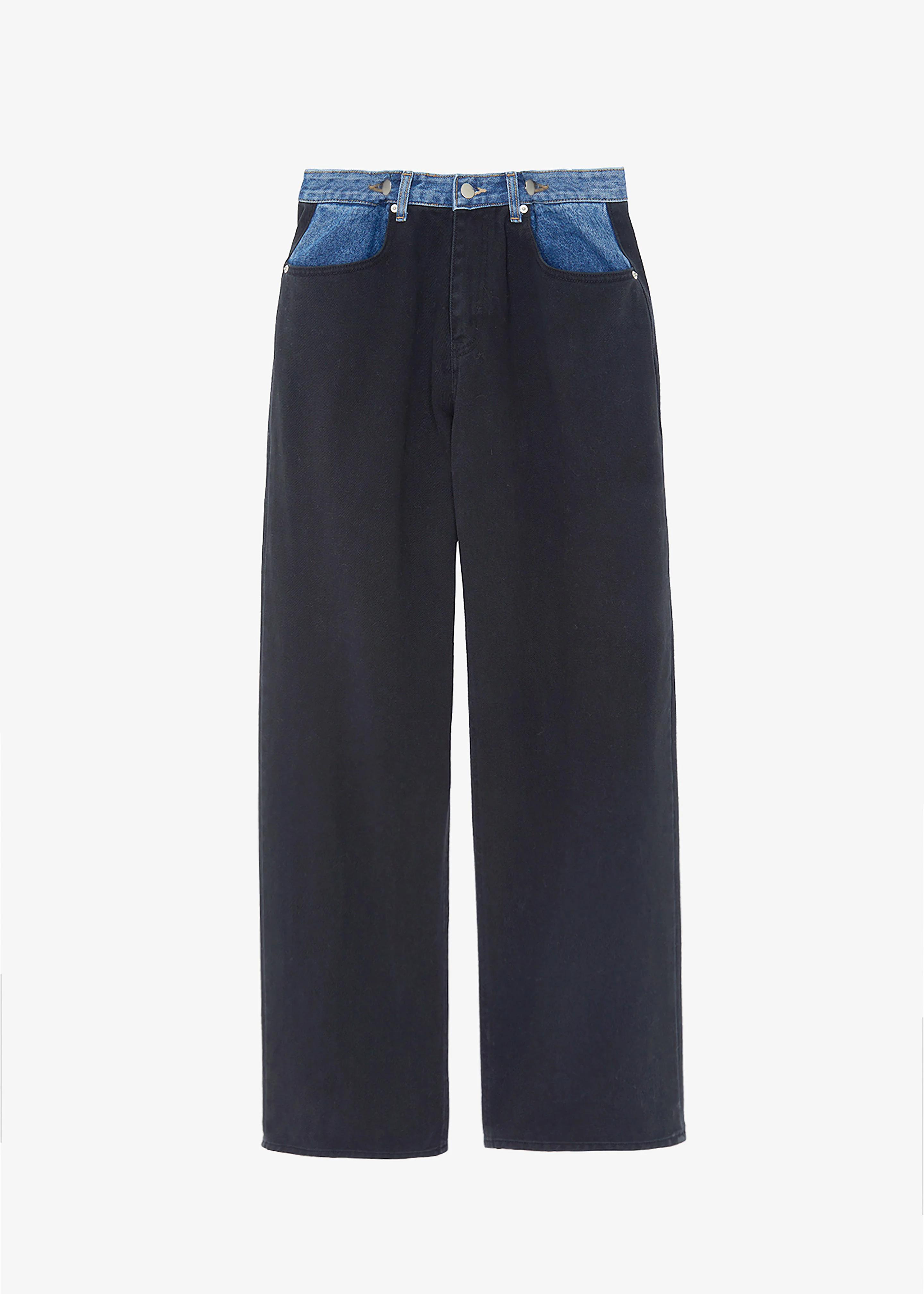 Hayla Contrast Denim Pants - Black/Blue - Image 9