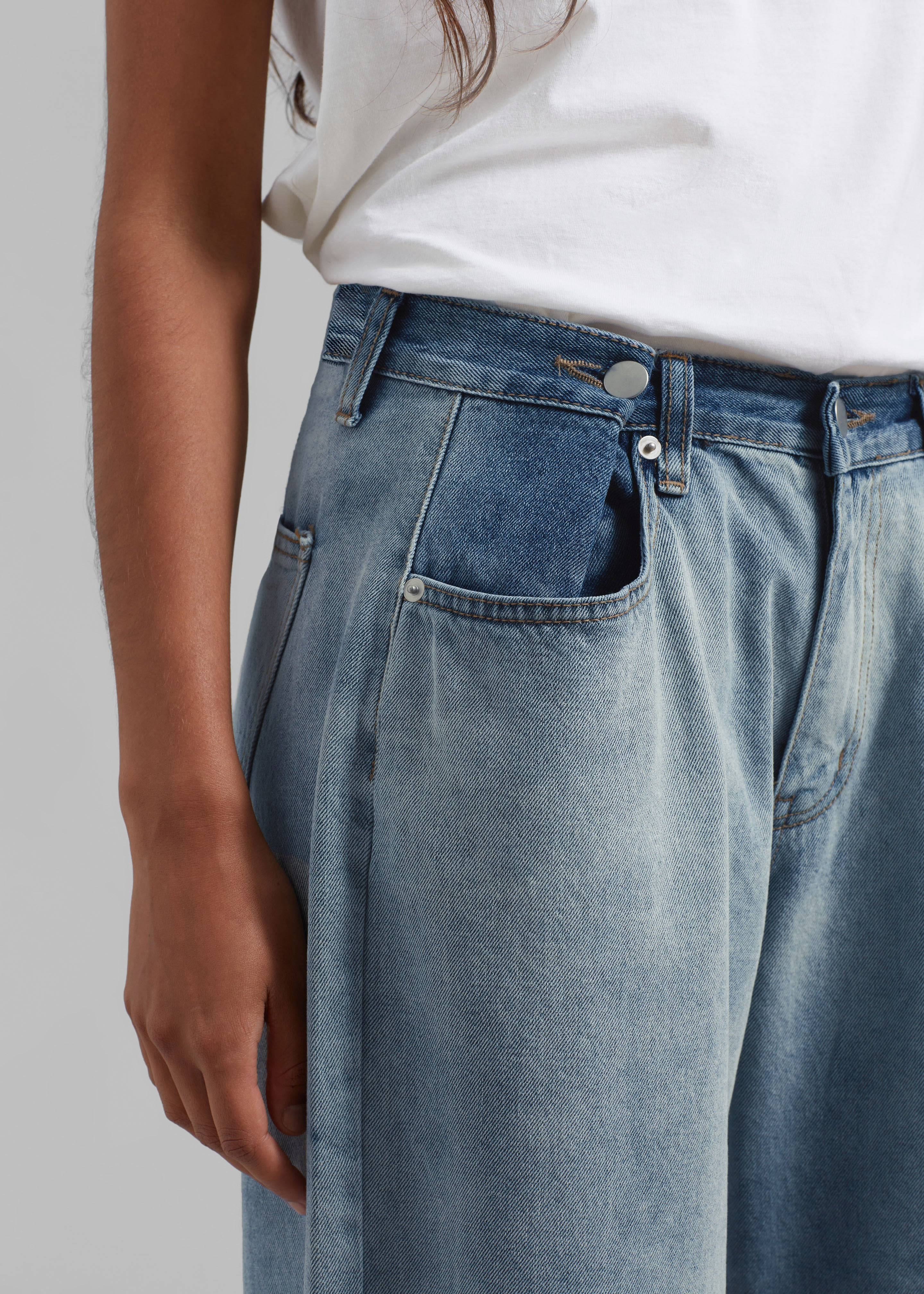 Hayla Contrast Denim Pants - Light Wash/Blue - Image 7