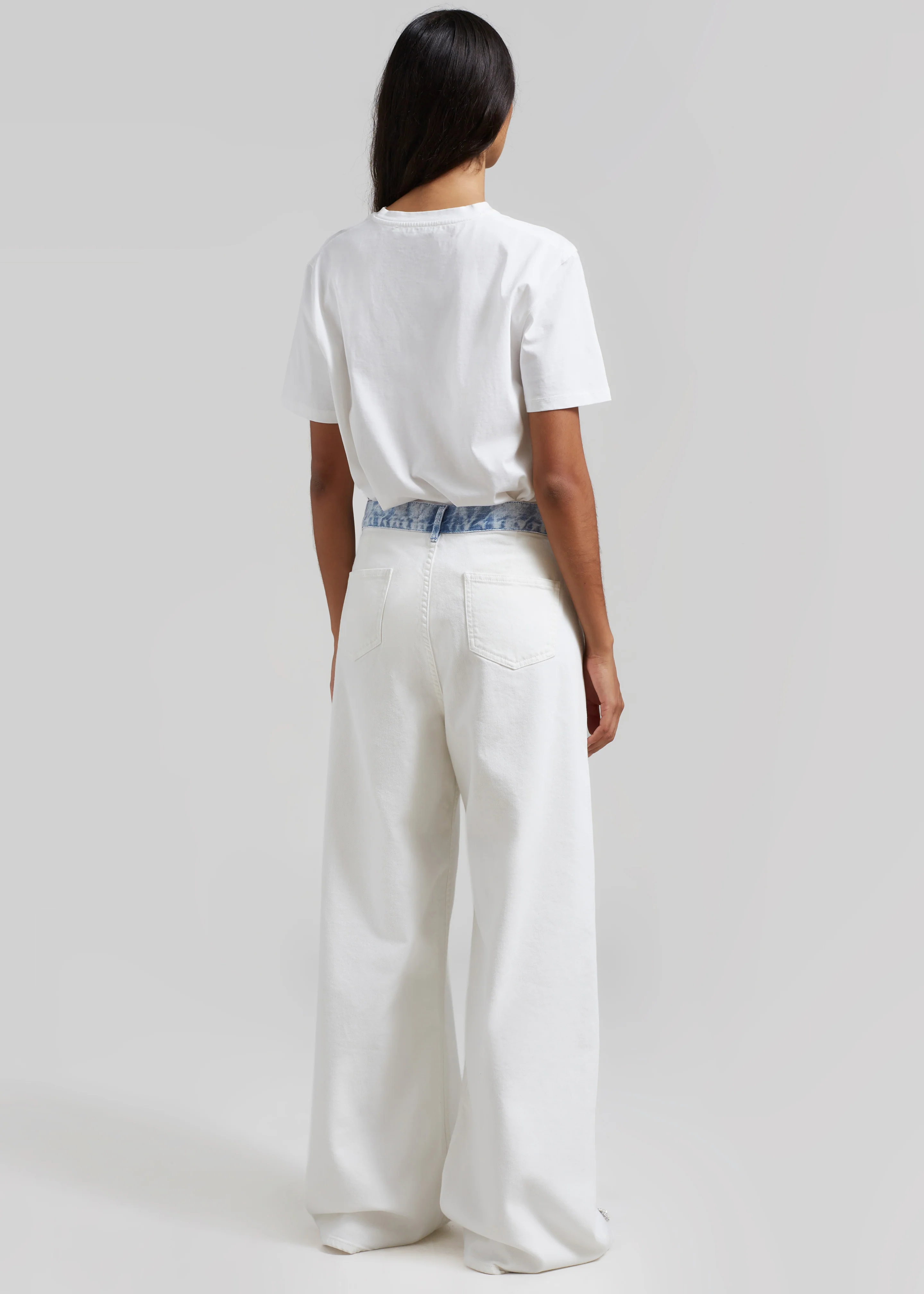 Hayla Contrast Denim Pants - Off White/Blue - Image 10