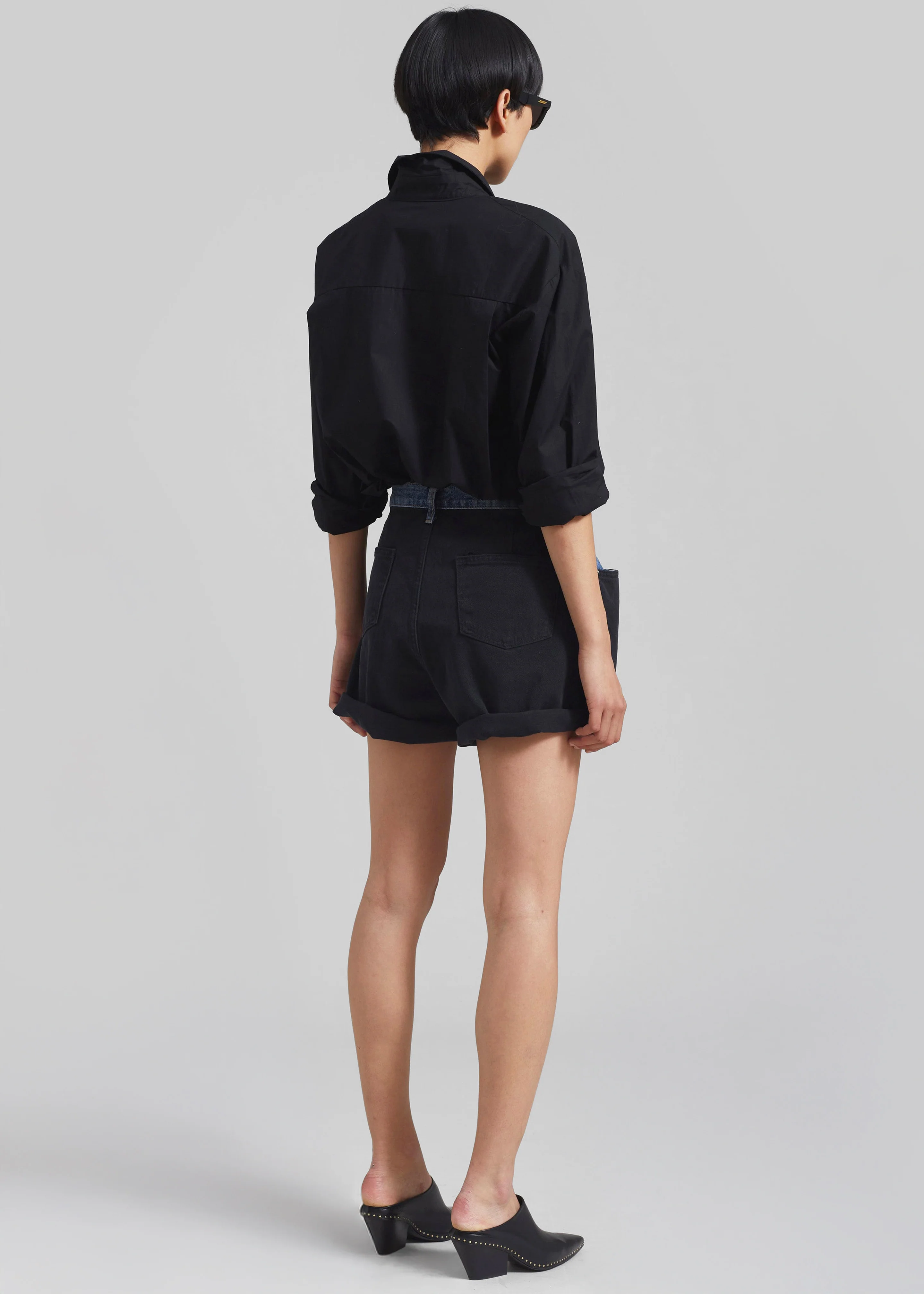 Hayla Contrast Denim Shorts - Black/Blue - Image 7