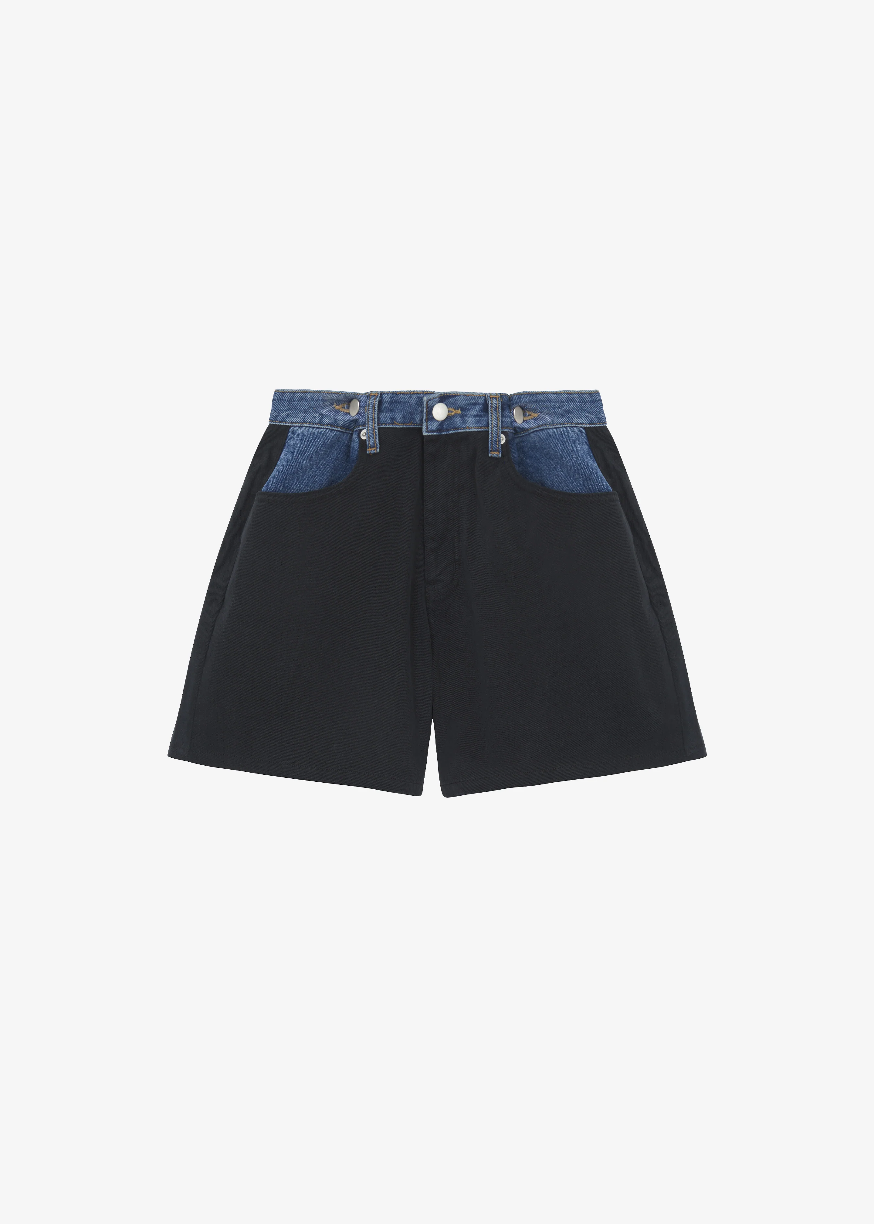 Hayla Contrast Denim Shorts - Black/Blue - Image 8