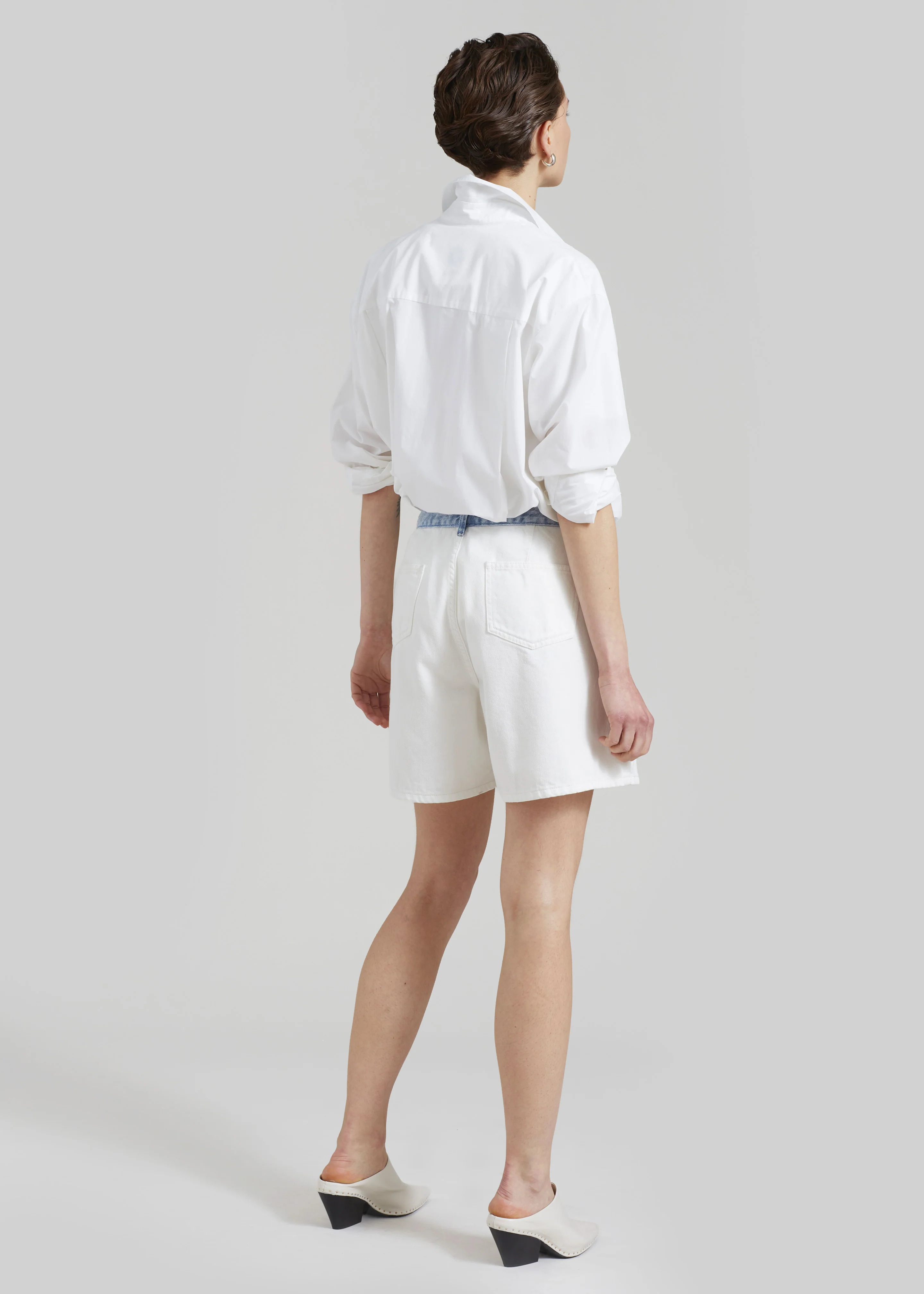 Hayla Contrast Denim Shorts - Off White/Blue - Image 12