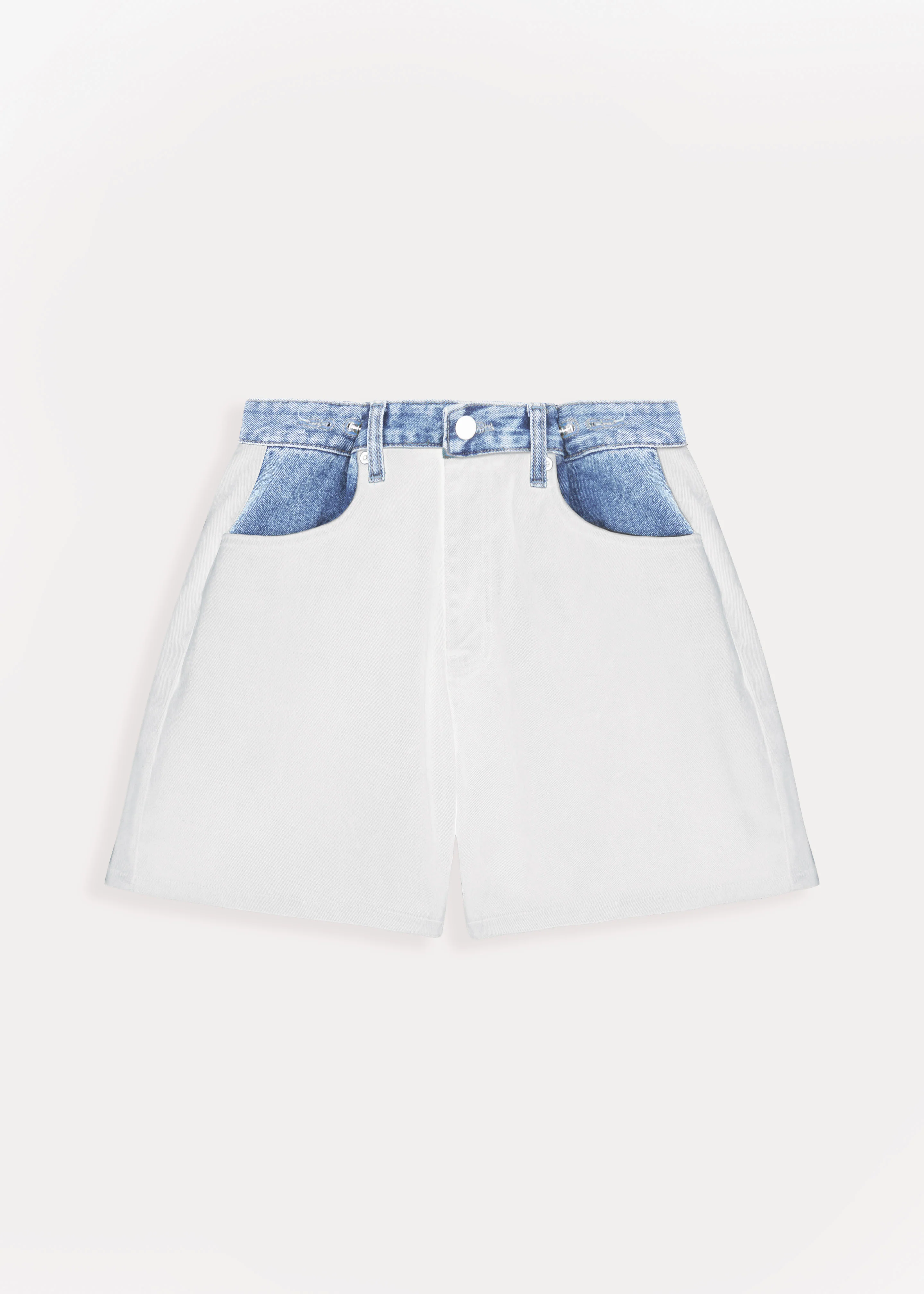 Hayla Contrast Denim Shorts - Off White/Blue - Image 13