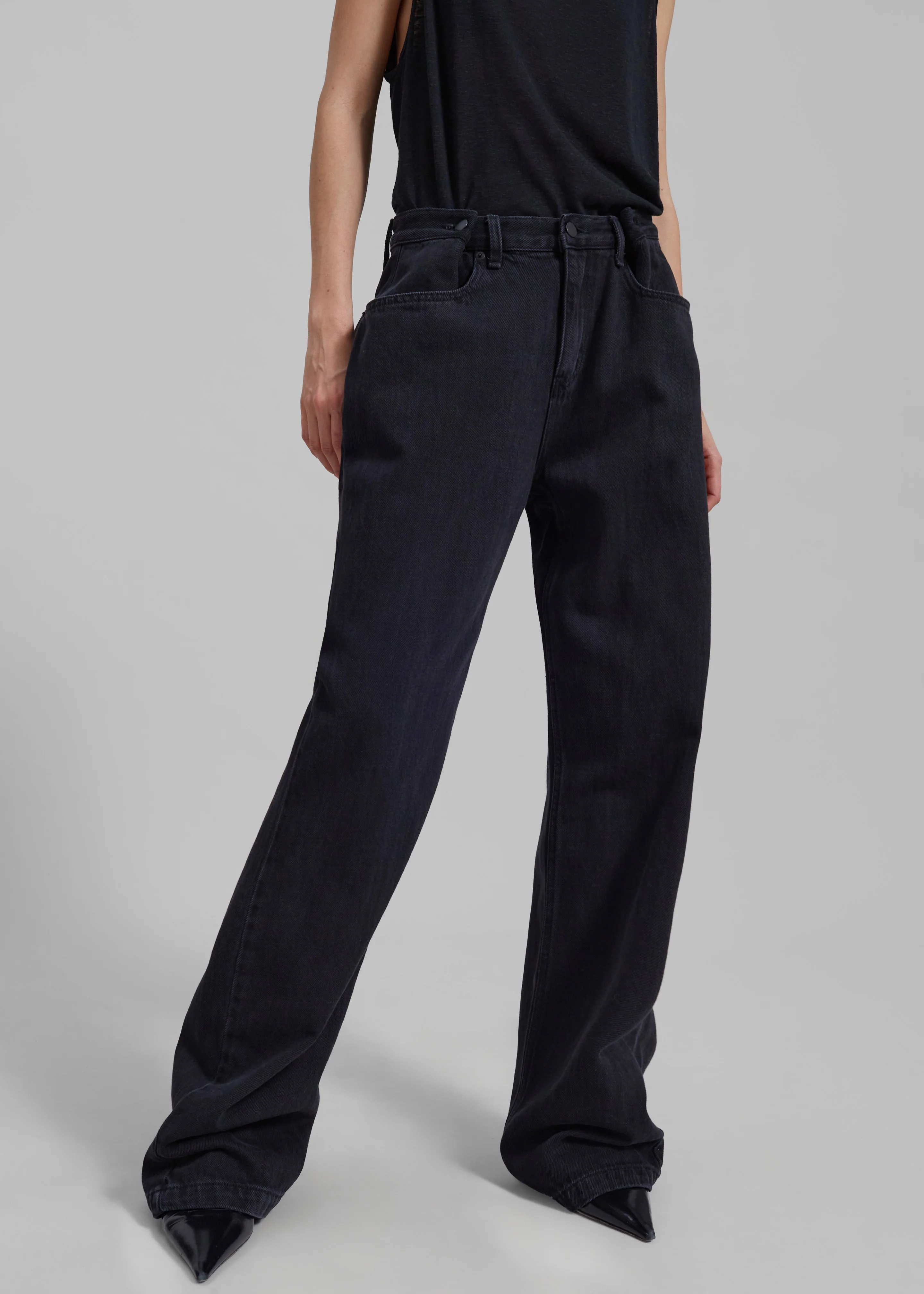 Hayla Denim Pants - Black Wash - Image 5