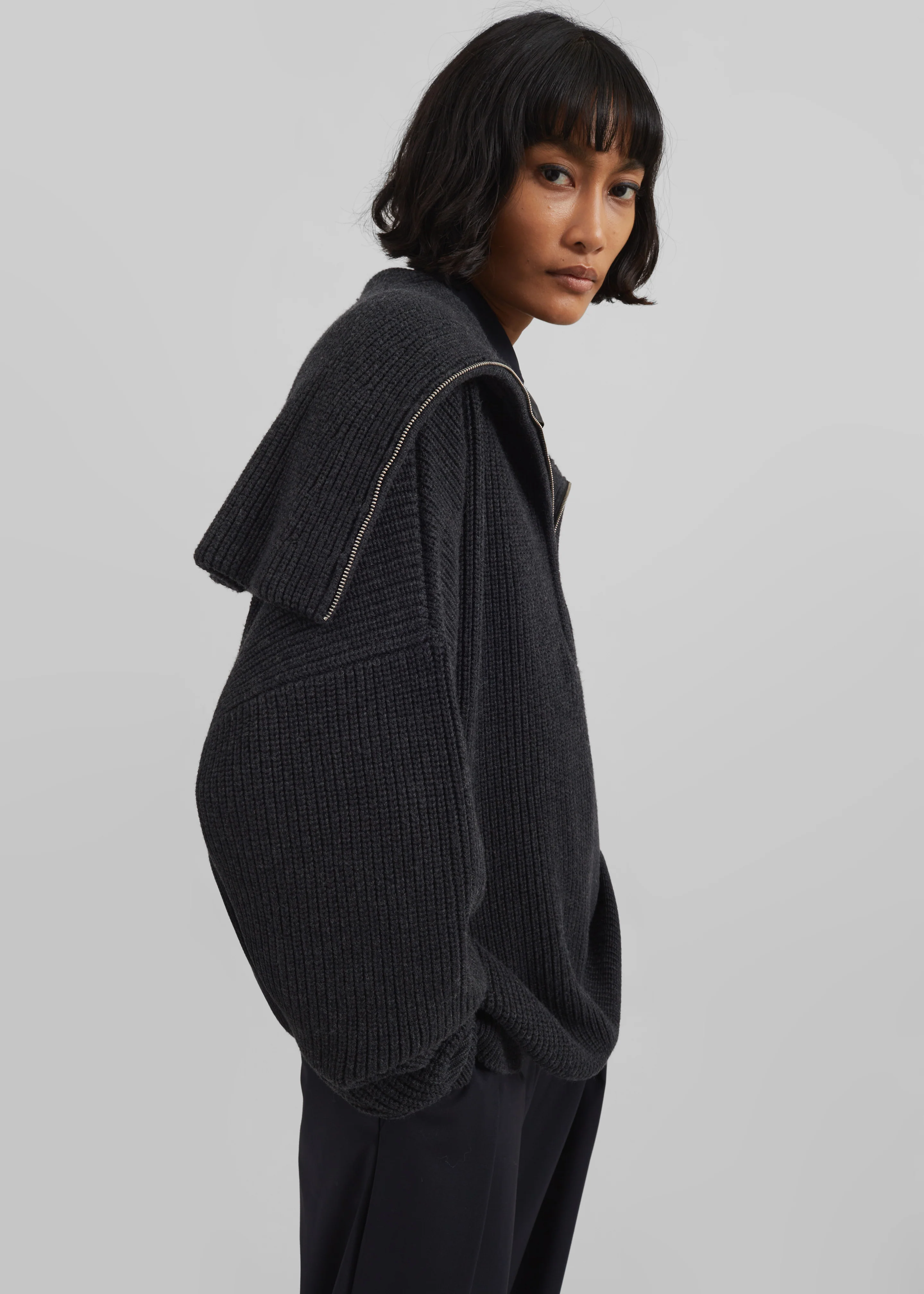 Hazel Oversized Wool Jumper - Dark Grey - Image 16