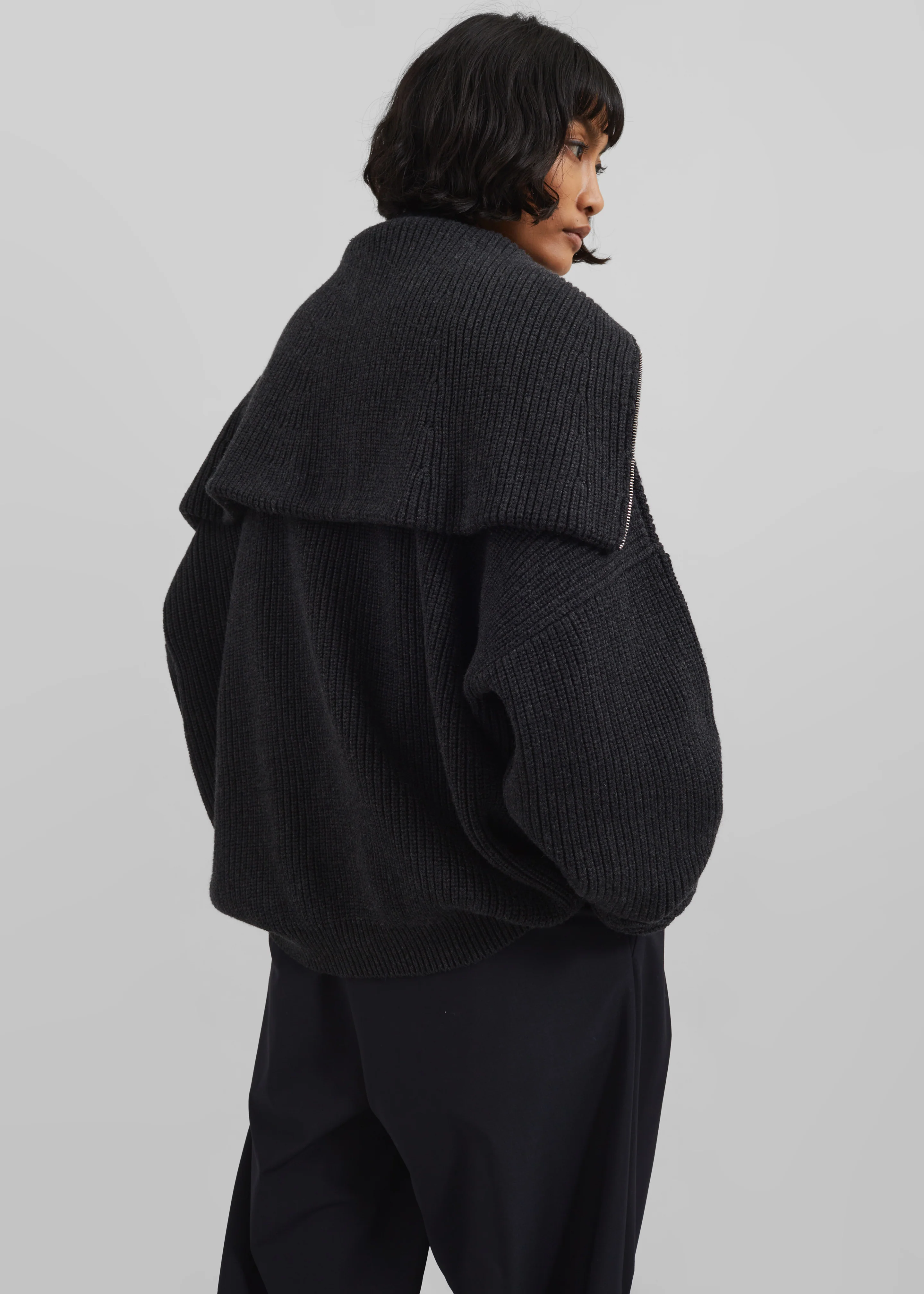 Hazel Oversized Wool Jumper - Dark Grey - Image 17