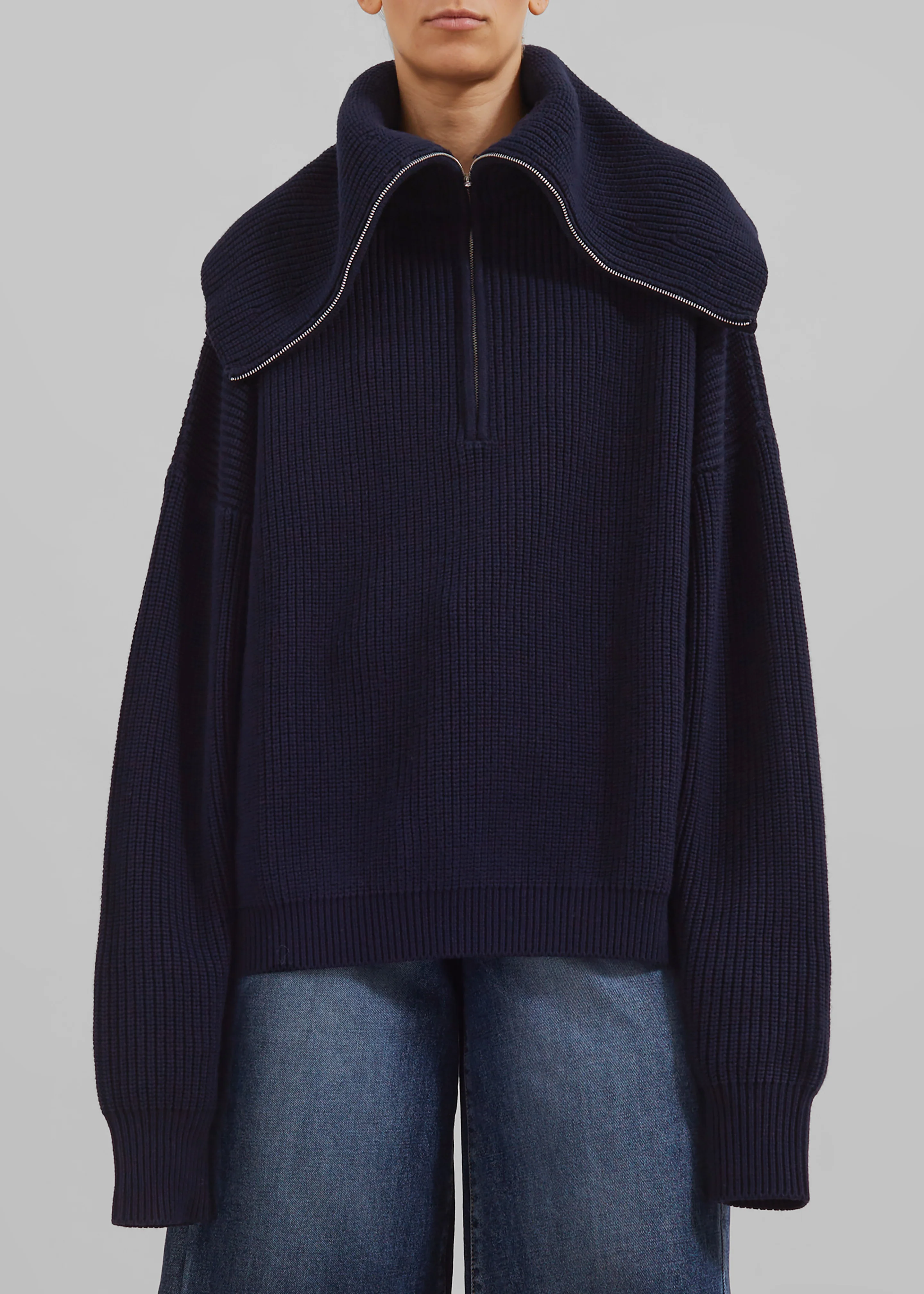 Hazel Oversized Wool Jumper - Dark Navy - Image 4
