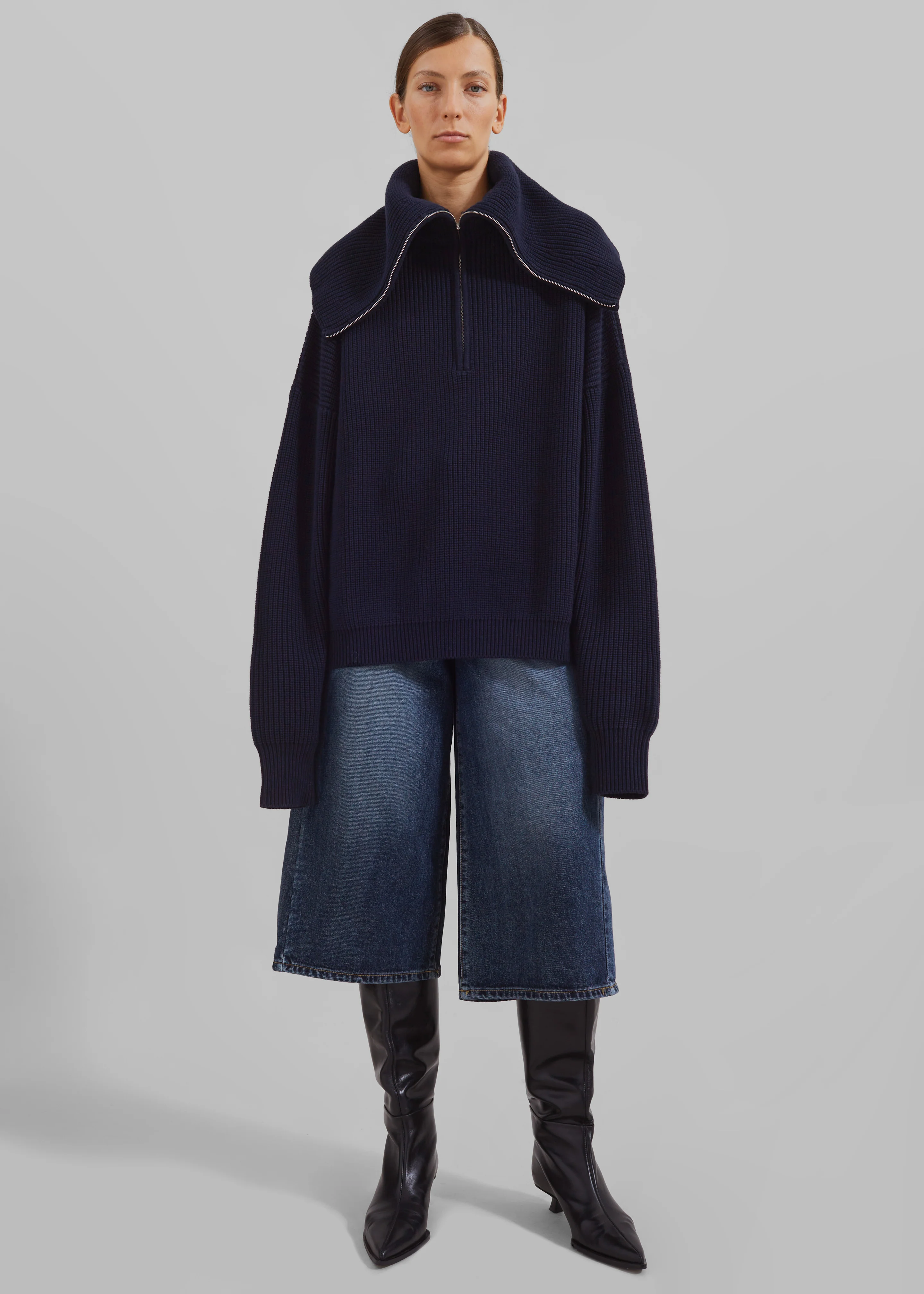 Hazel Oversized Wool Jumper - Dark Navy - Image 5