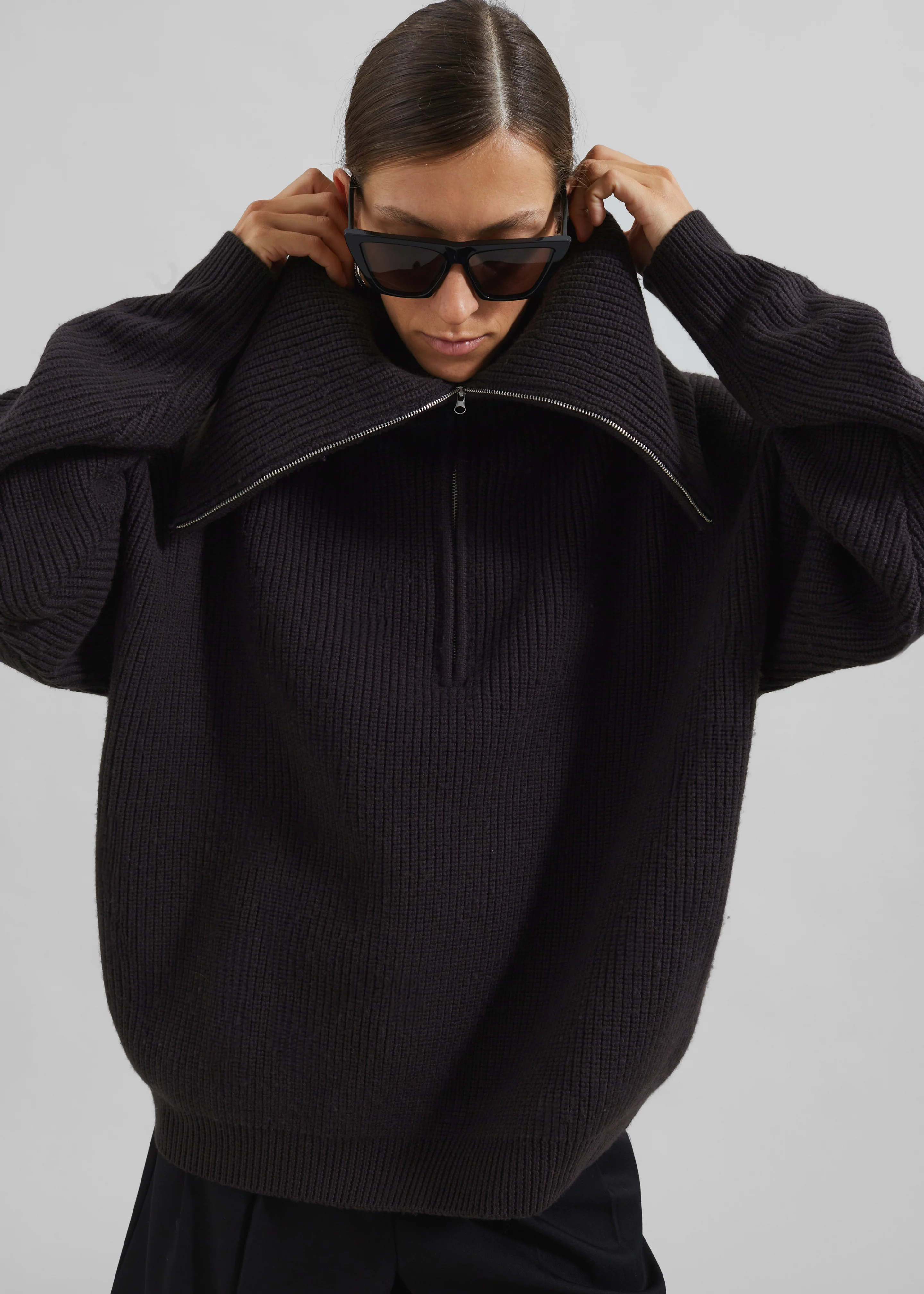Hazel Oversized Wool Jumper - Dark Plum - Image 10