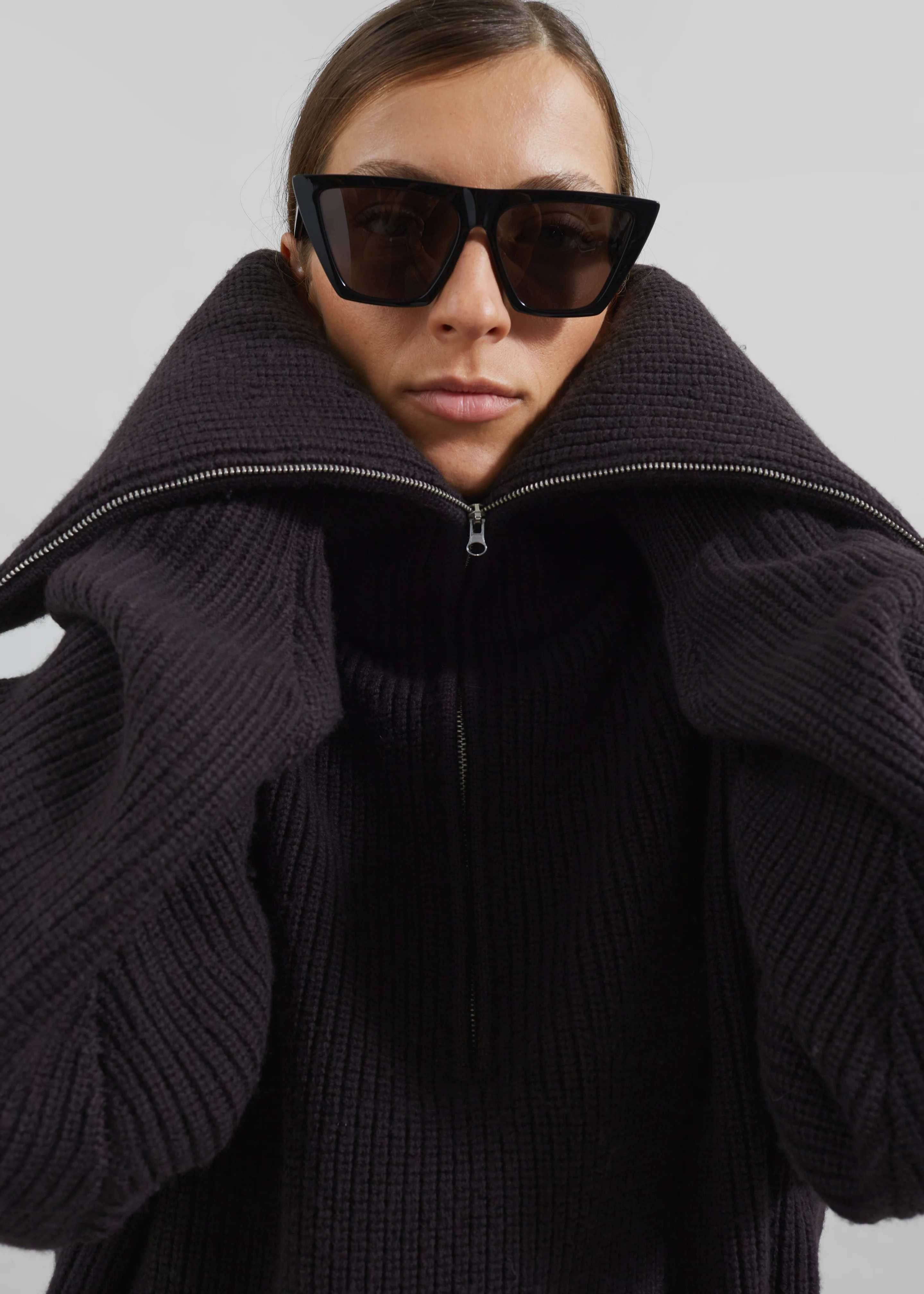 Hazel Oversized Wool Jumper - Dark Plum - Image 3