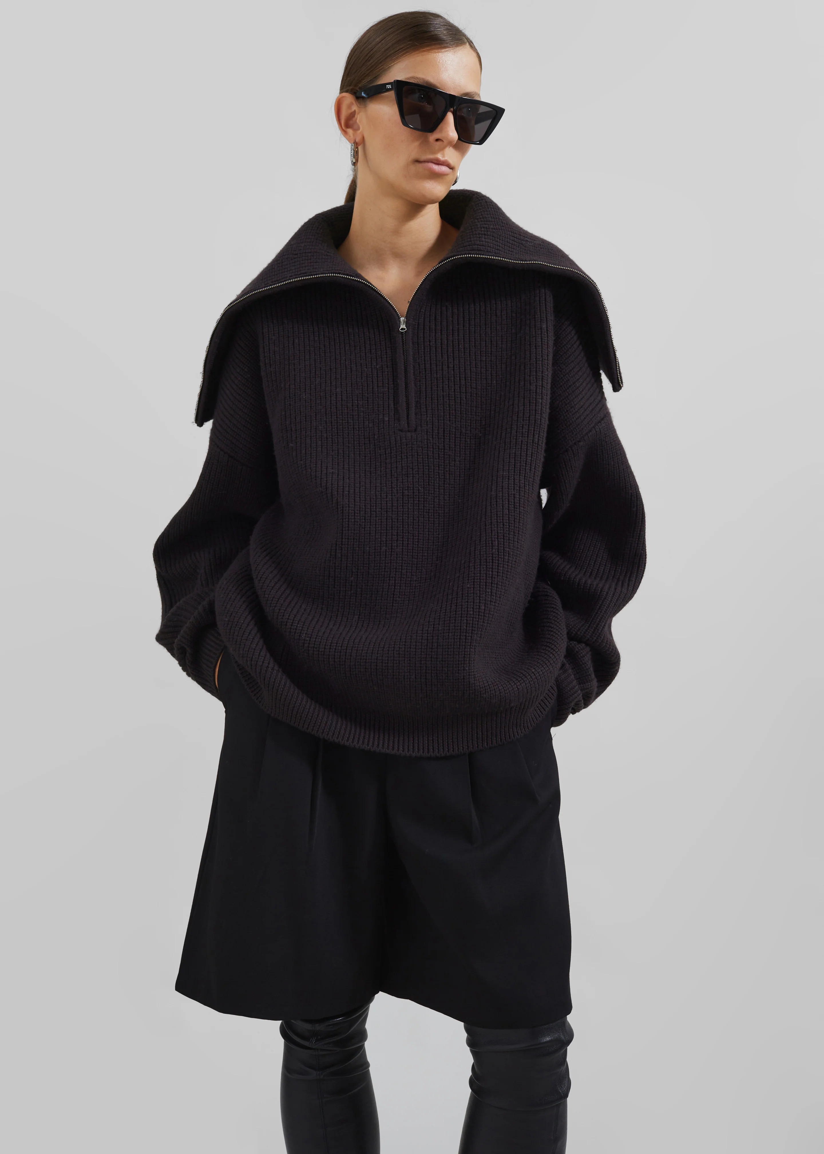 Hazel Oversized Wool Jumper - Dark Plum - Image 5
