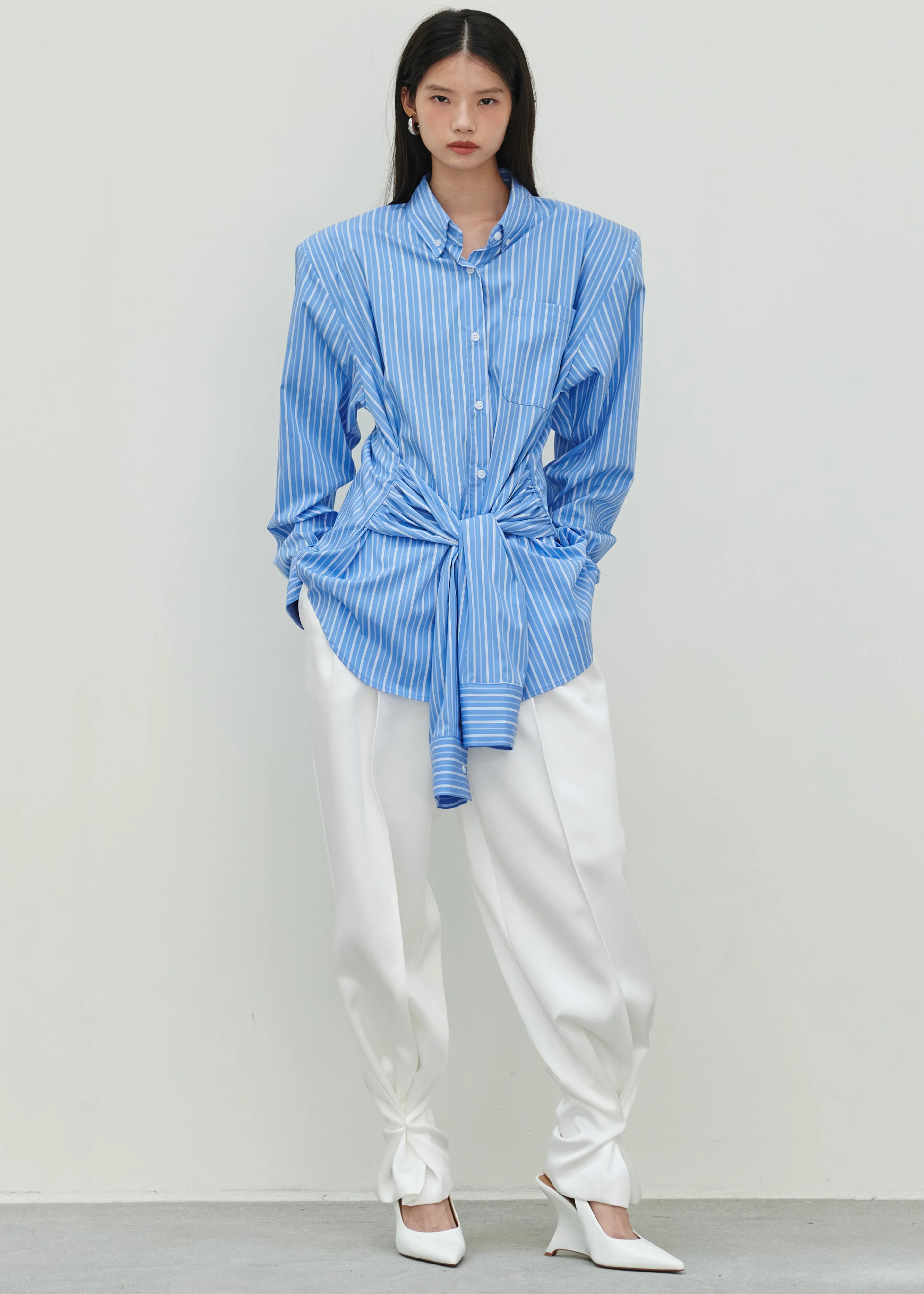 Heaton Double-Sleeve Padded Shirt - Blue/White Stripe - Image 5