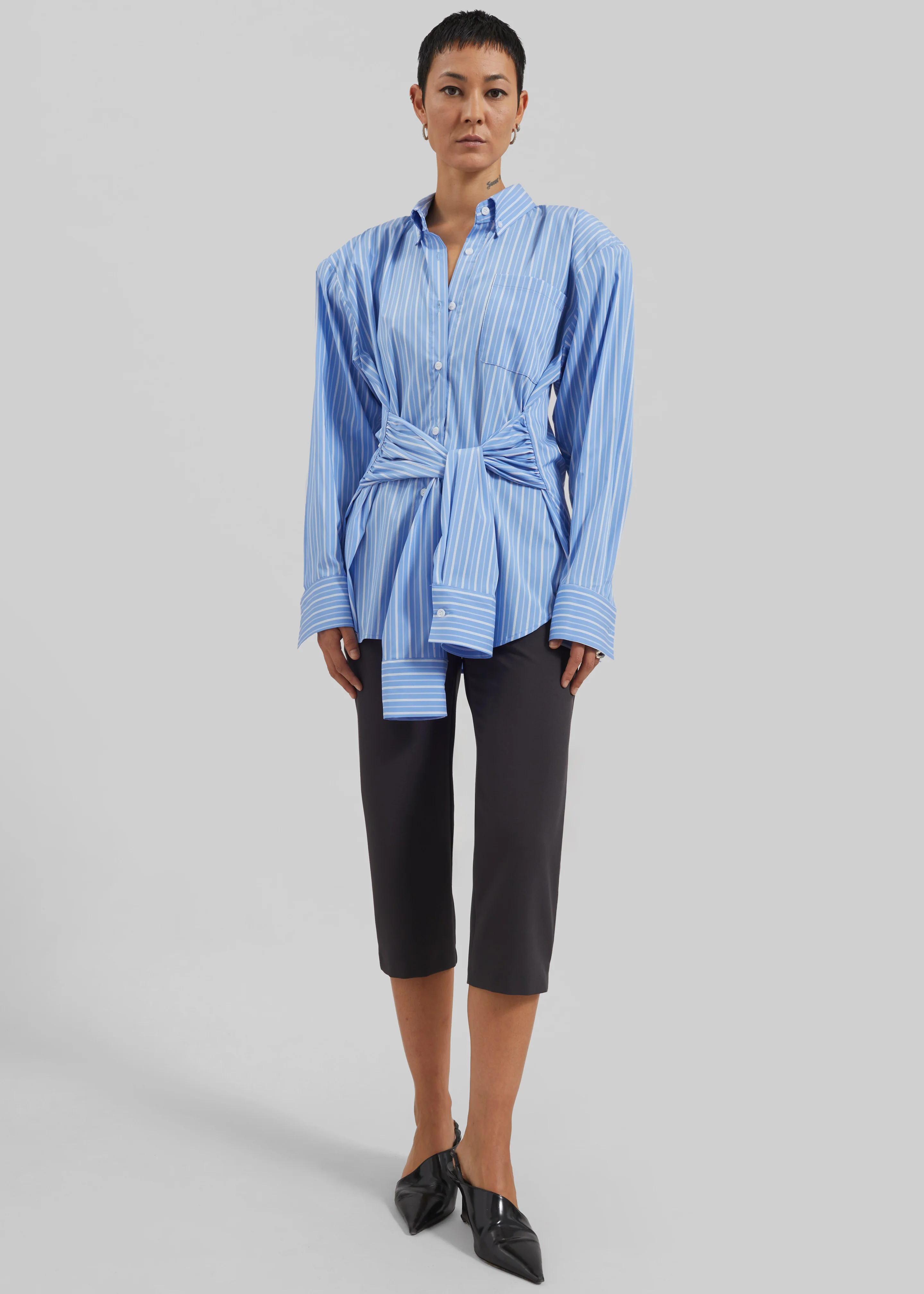 Heaton Double-Sleeve Padded Shirt - Blue/White Stripe - Image 6