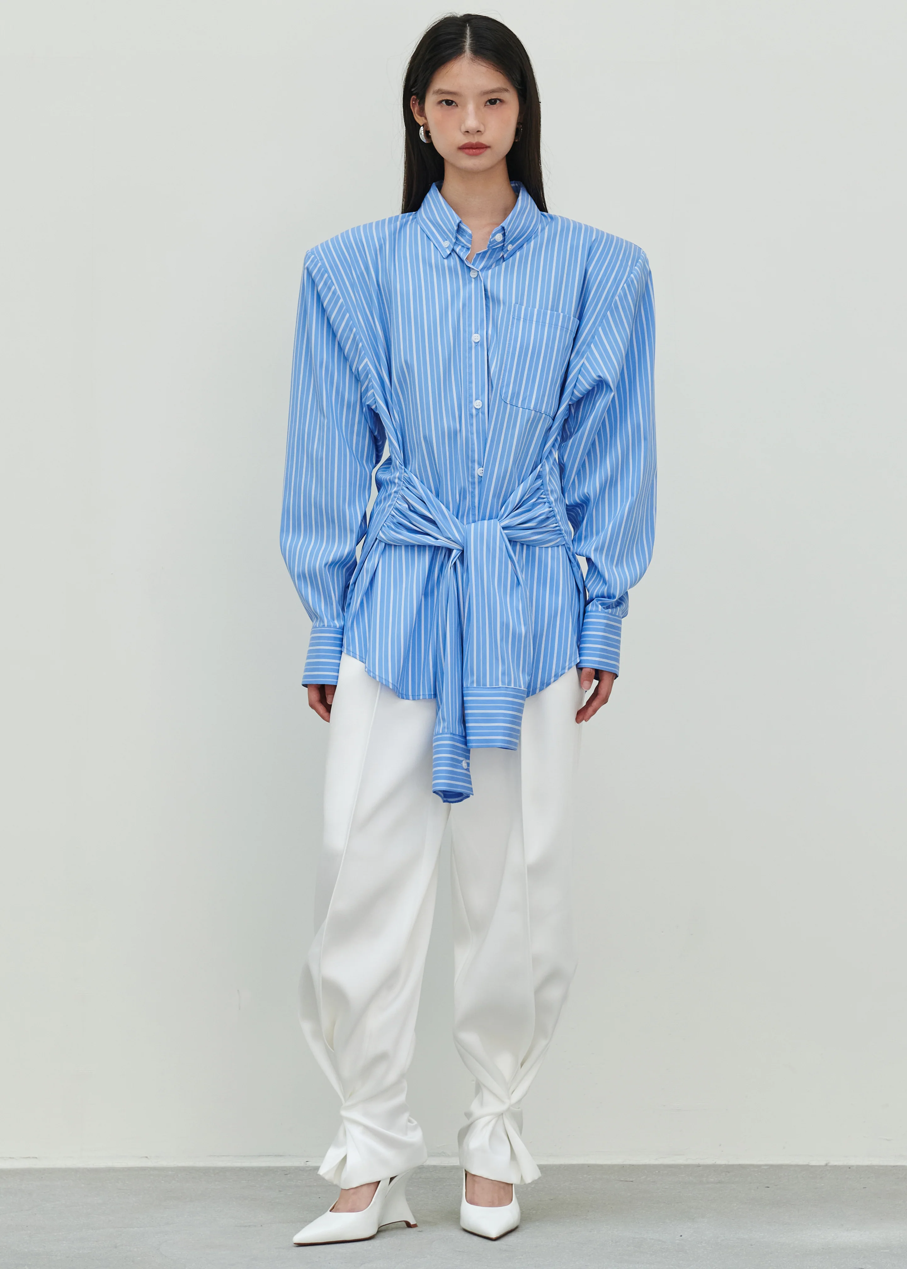 Heaton Double-Sleeve Padded Shirt - Blue/White Stripe - Image 8