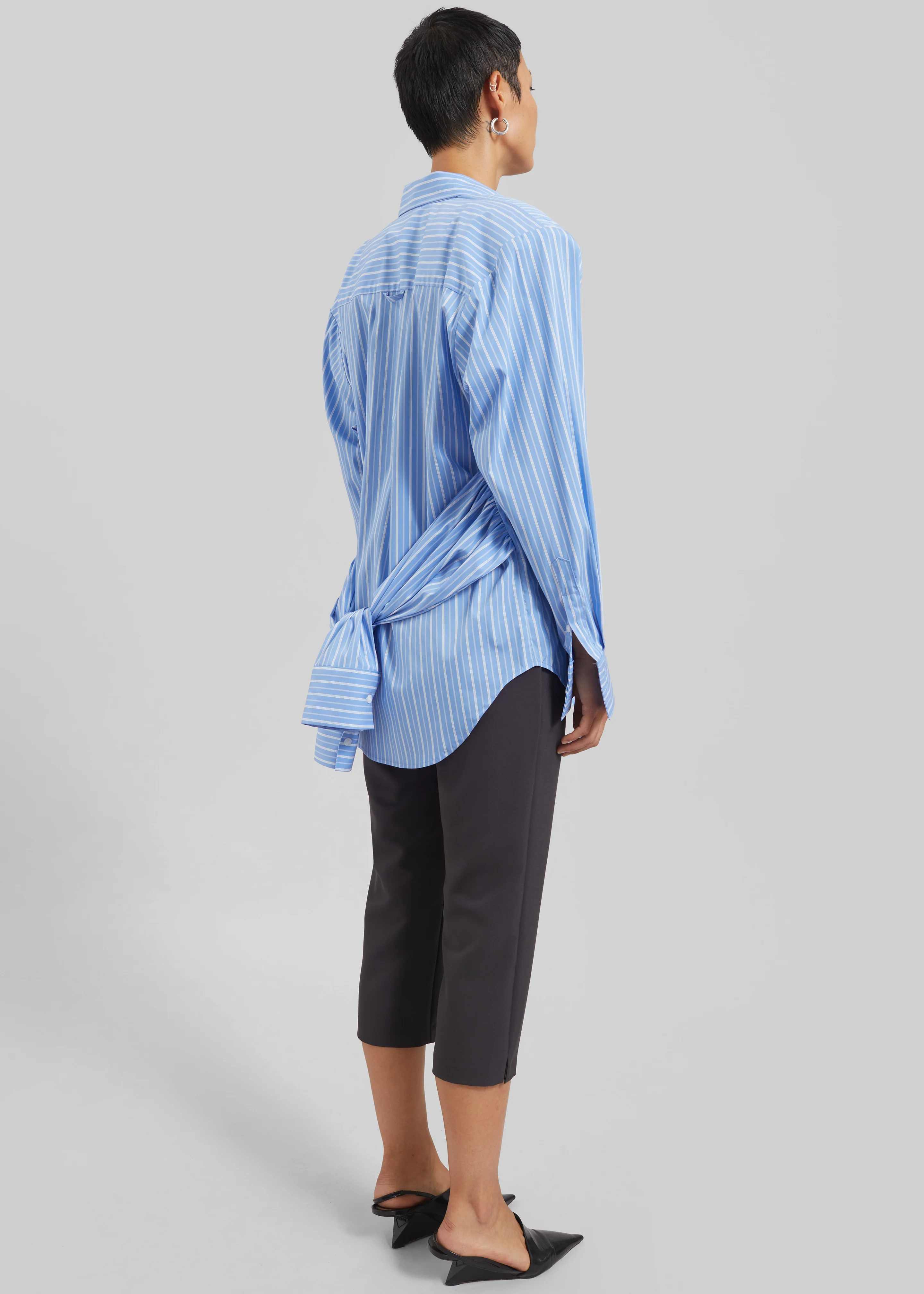 Heaton Double-Sleeve Padded Shirt - Blue/White Stripe - Image 9