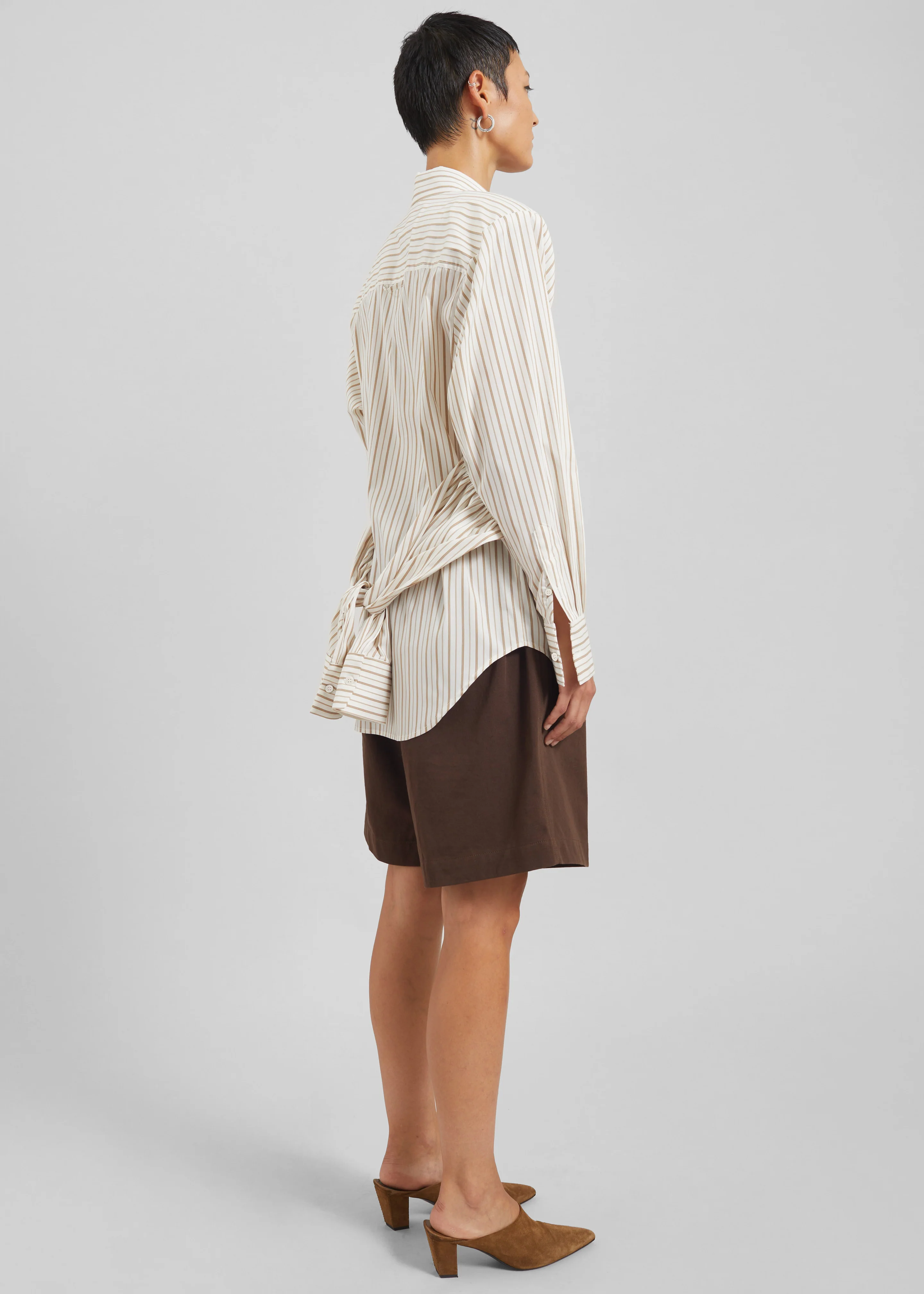 Heaton Double-Sleeve Padded Shirt - White/Brown Stripe - Image 10