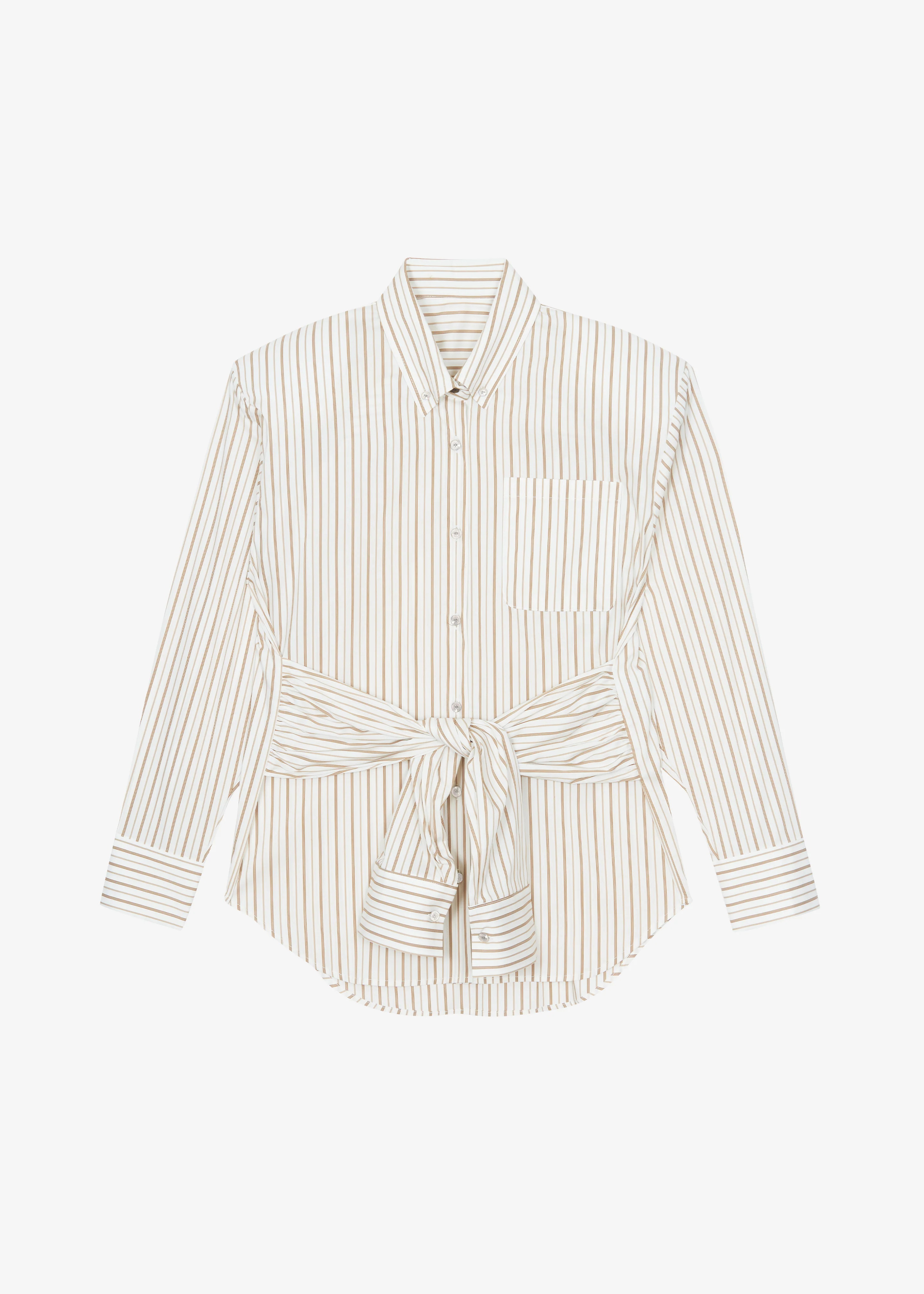 Heaton Double-Sleeve Padded Shirt - White/Brown Stripe - Image 11