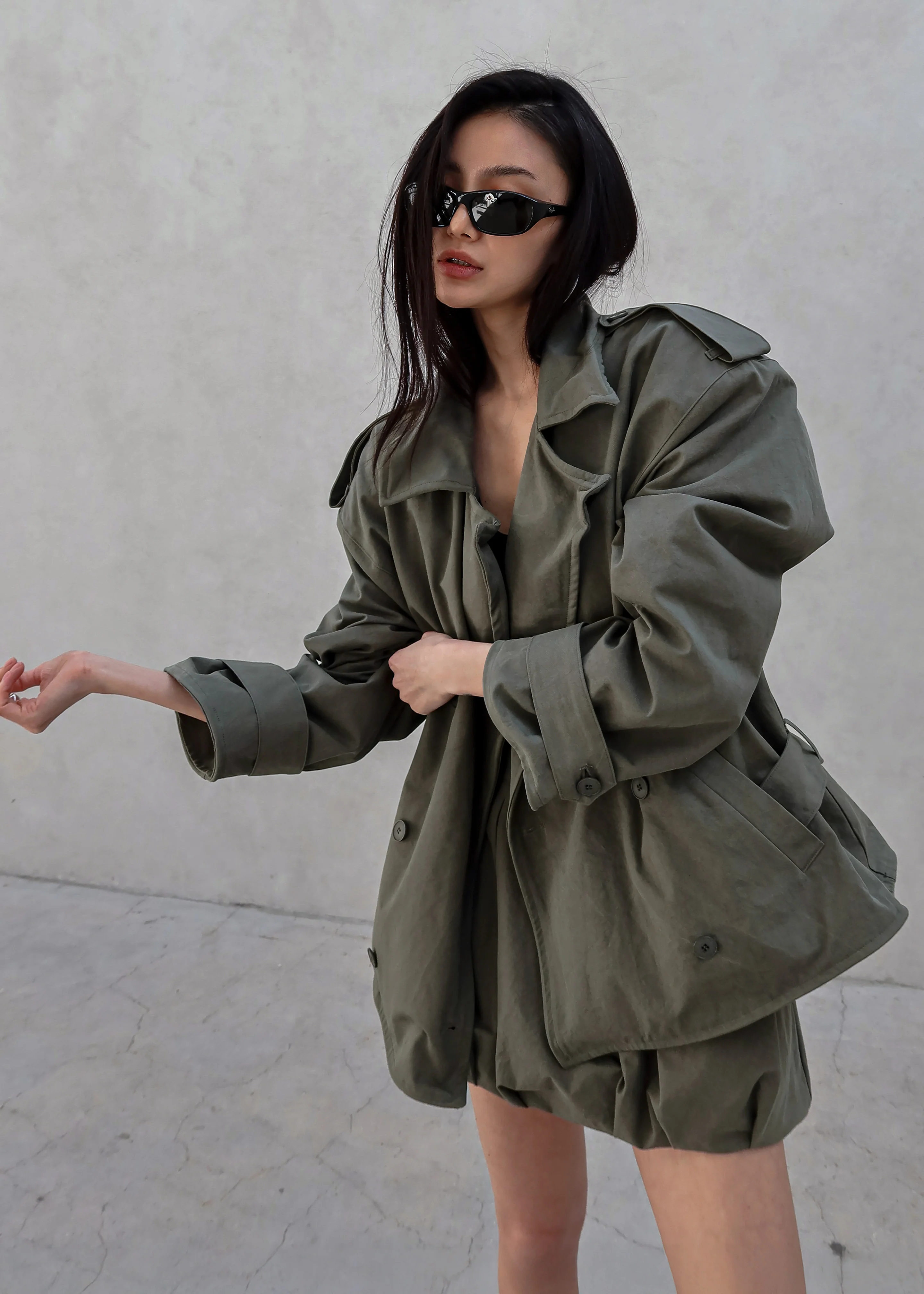 Hedley Wired Short Trench - Olive - Image 2