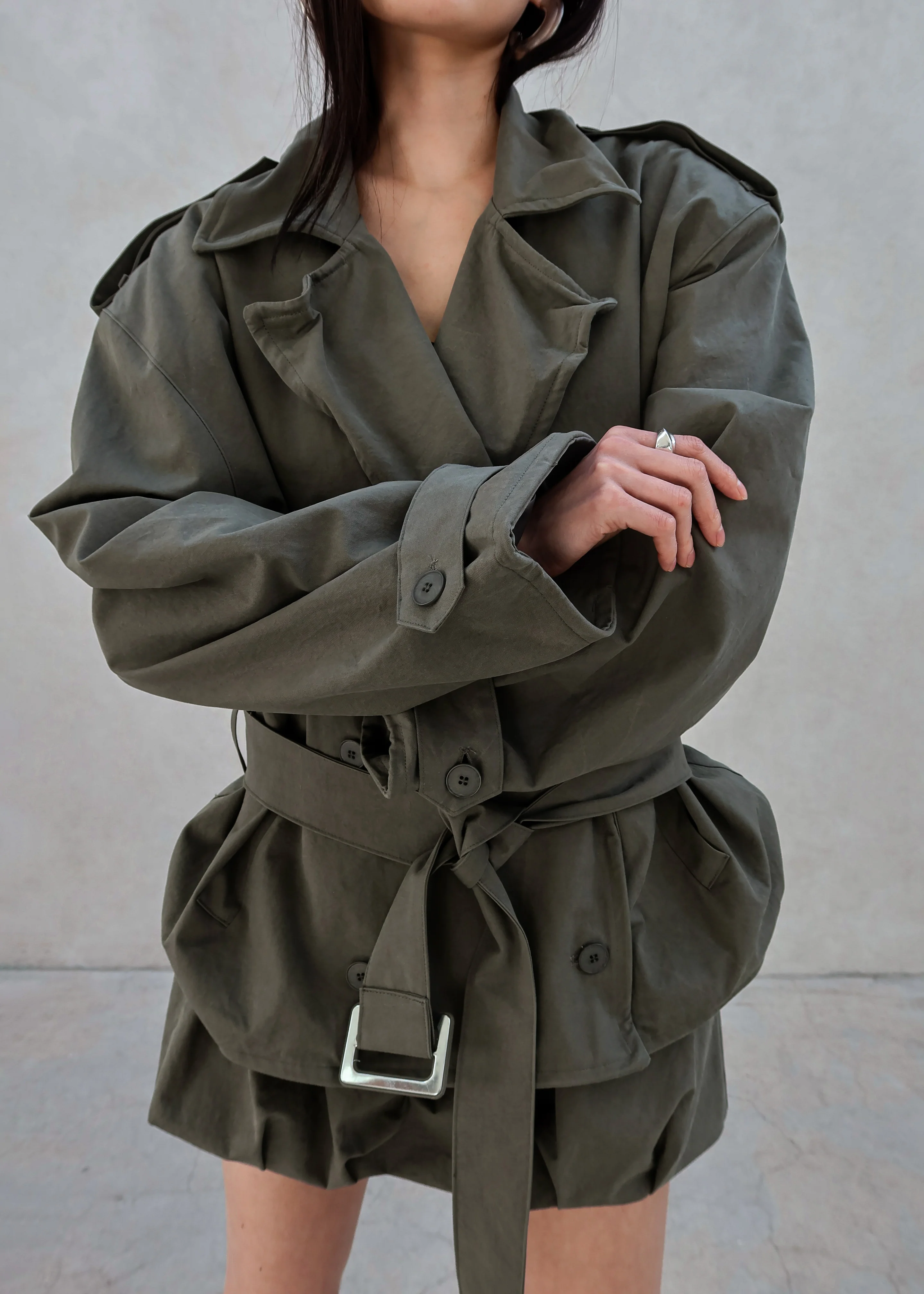 Hedley Wired Short Trench - Olive - Image 3