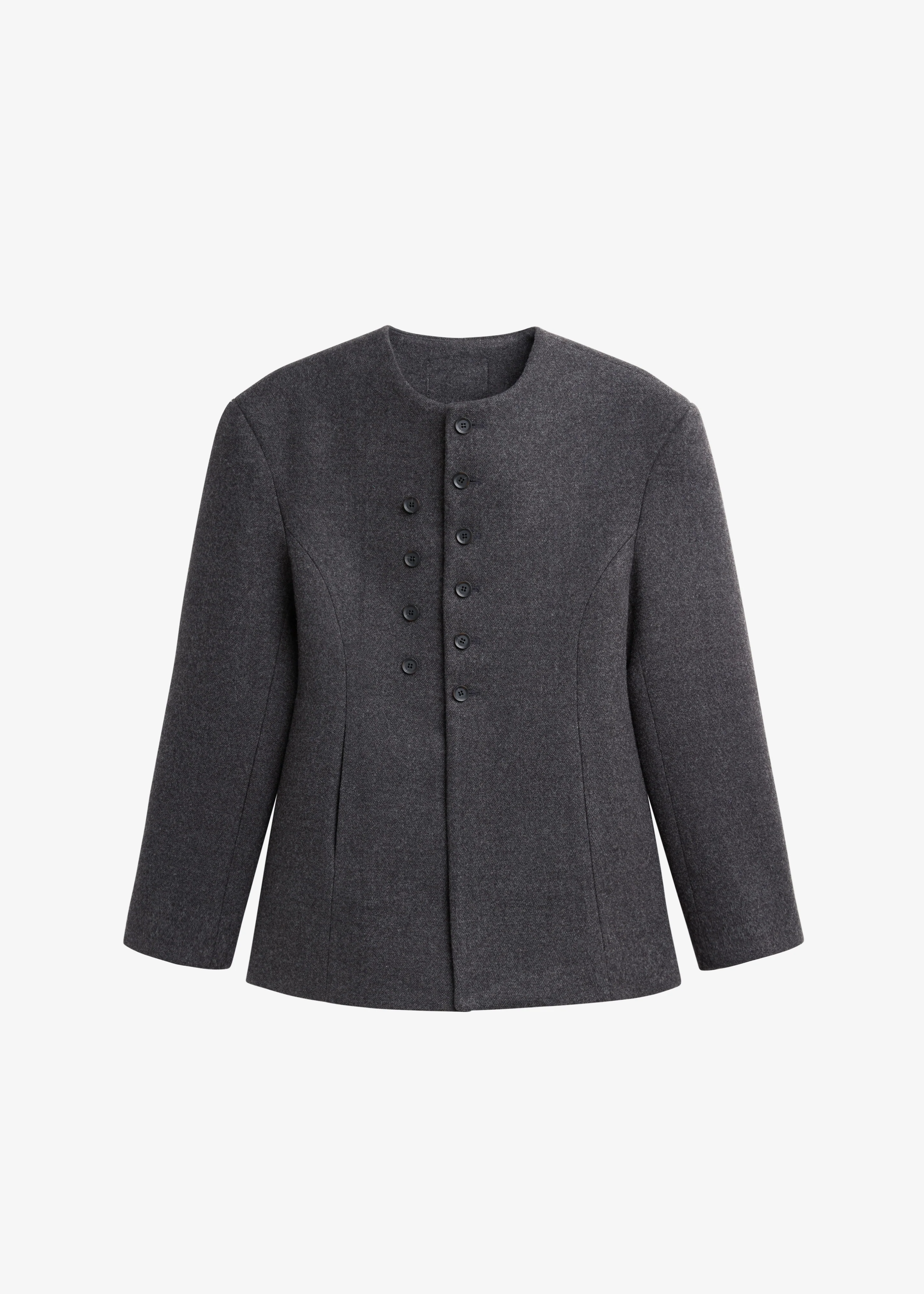 Helga Collarless Tailored Blazer - Dark Grey - Image 10