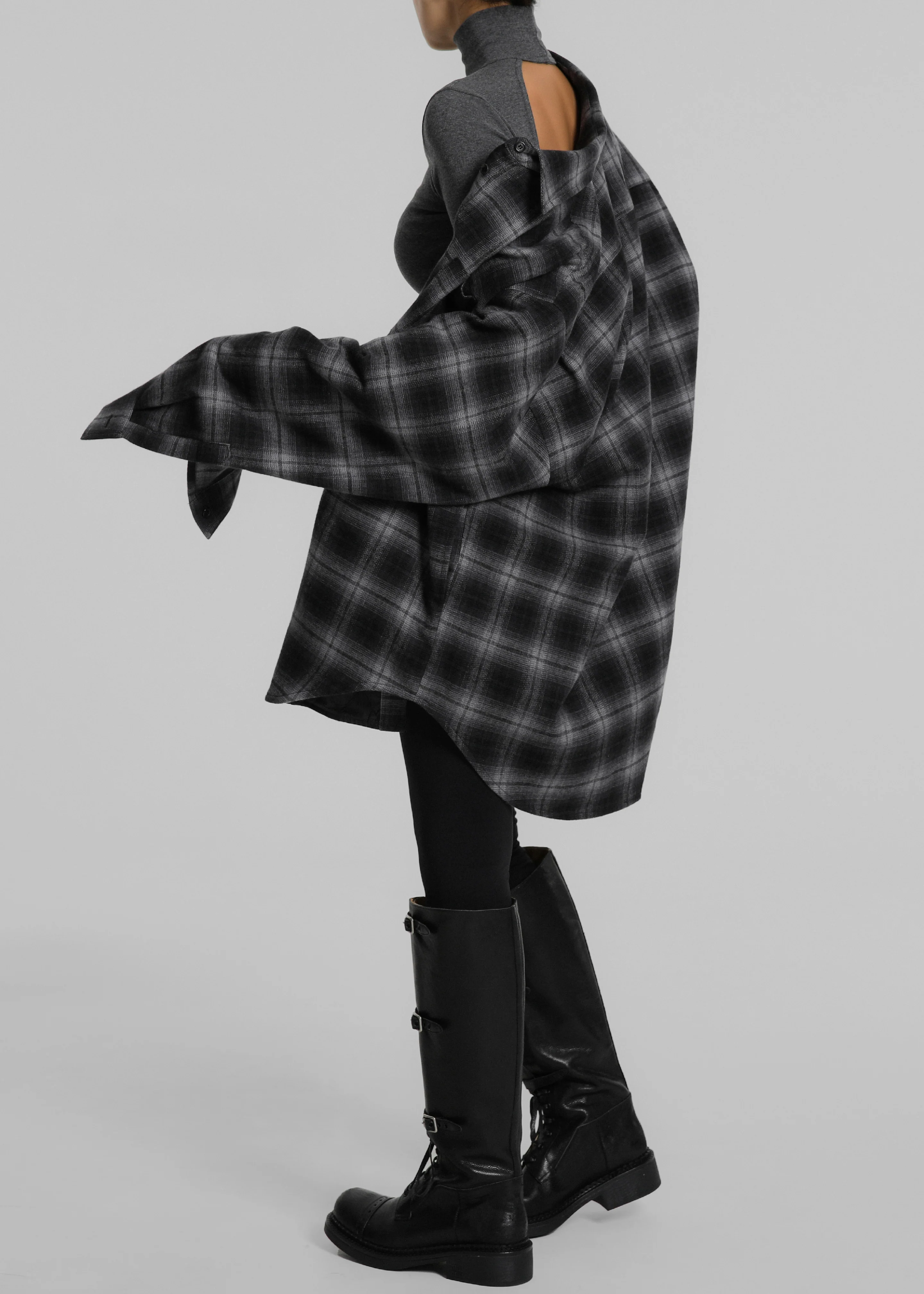 Helka Flannel Quilted Shirt - Charcoal - Image 11