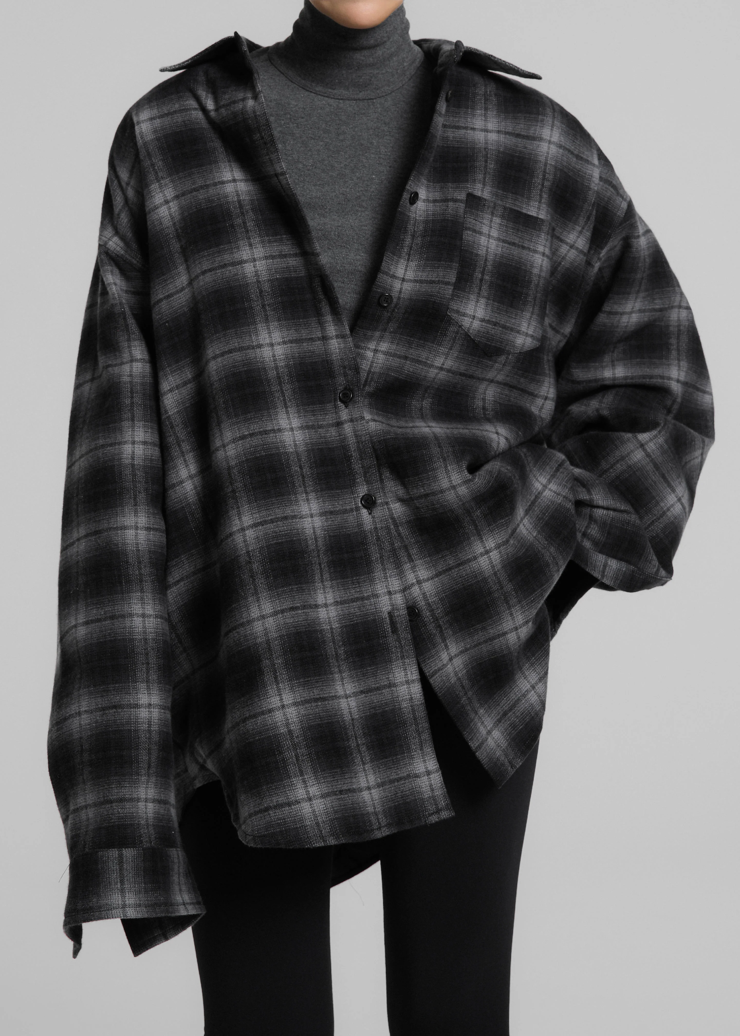 Helka Flannel Quilted Shirt - Charcoal - Image 3