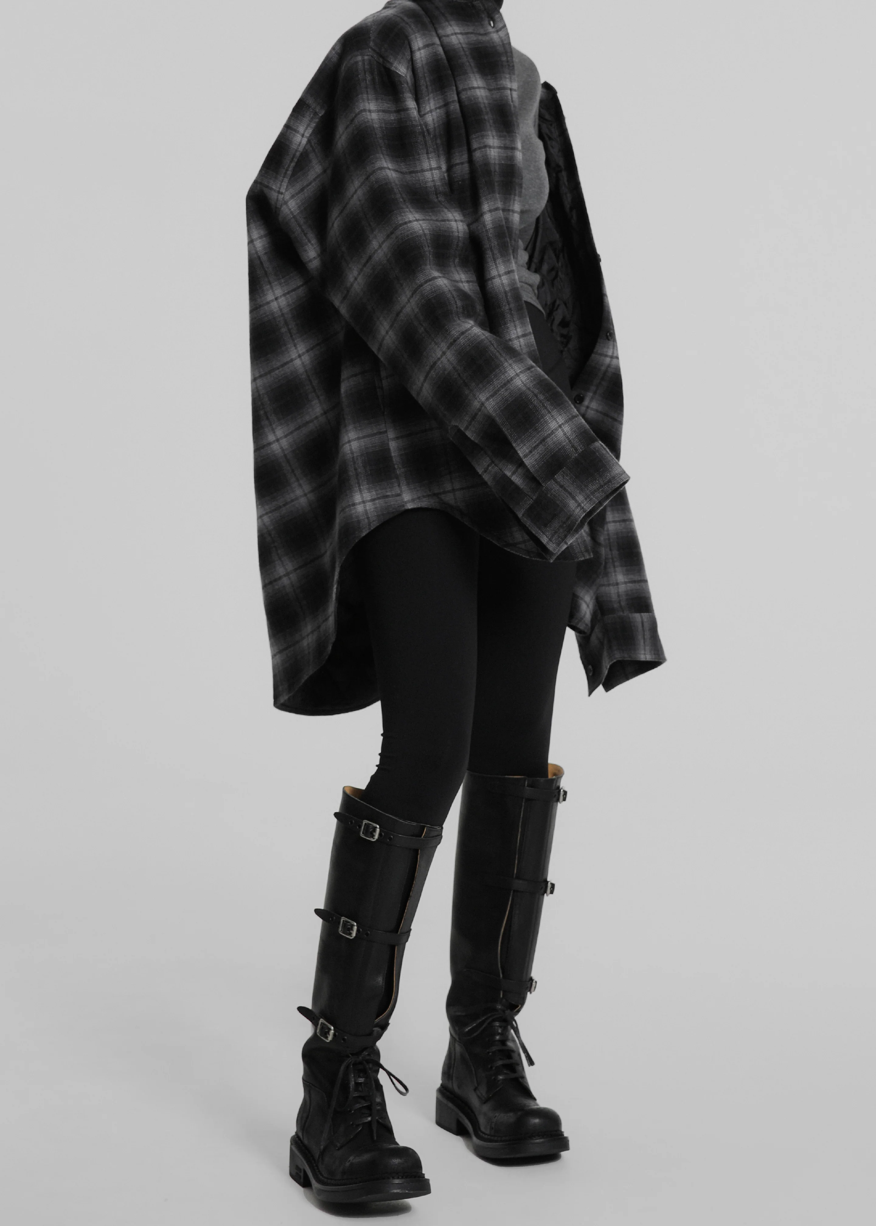 Helka Flannel Quilted Shirt - Charcoal - Image 6