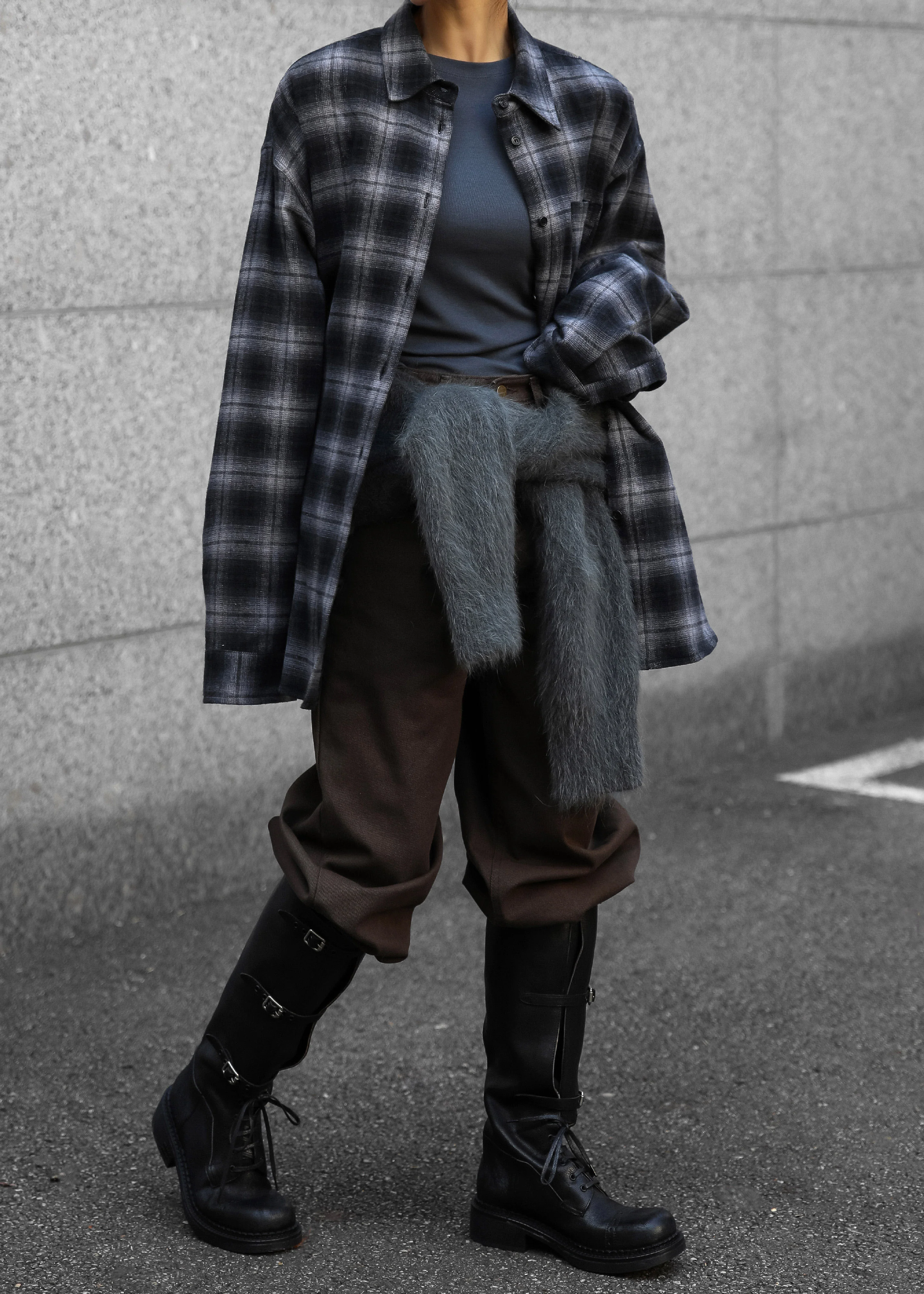 Helka Flannel Quilted Shirt - Charcoal - Image 7