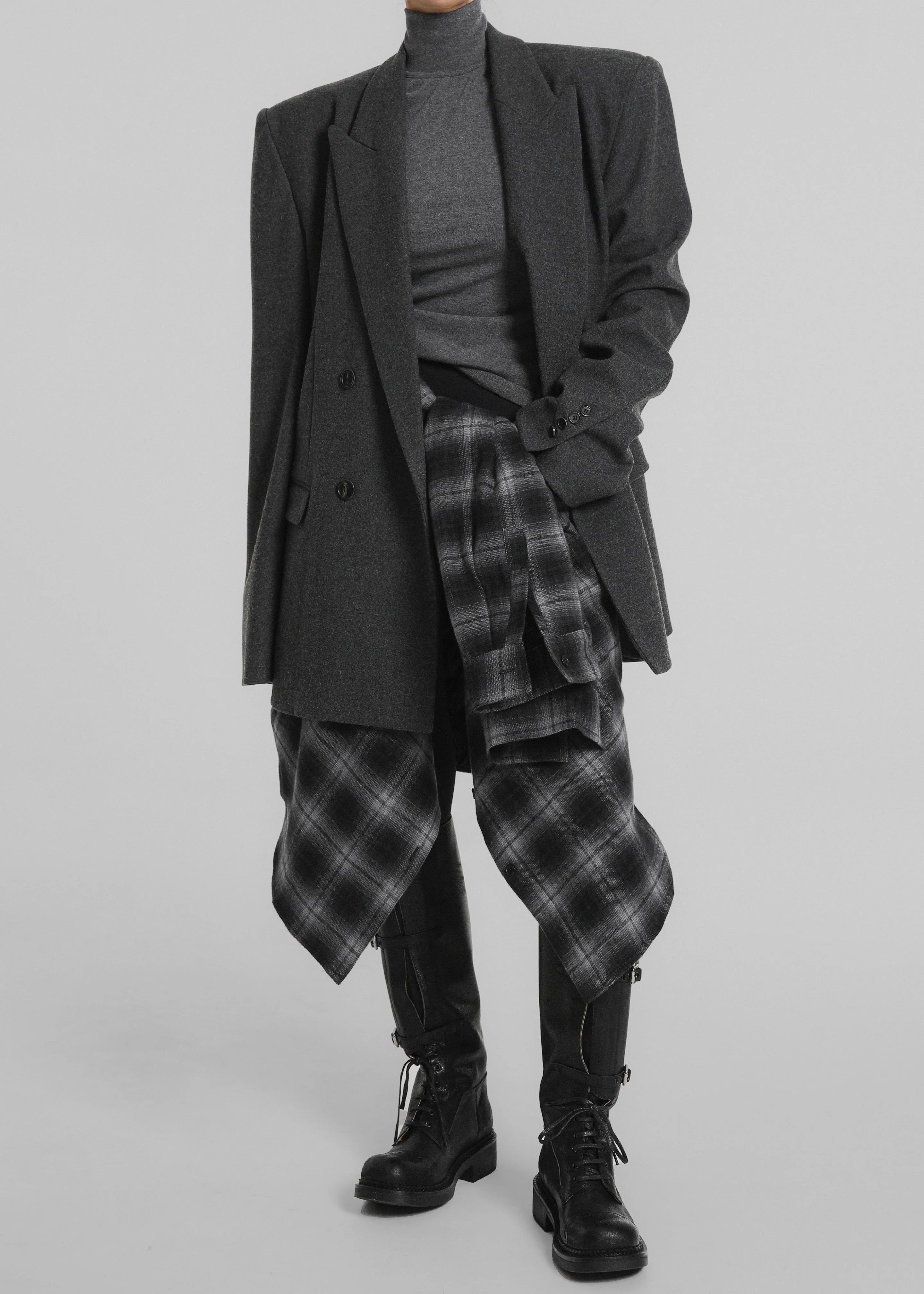 Helka Flannel Quilted Shirt - Charcoal - Image 9