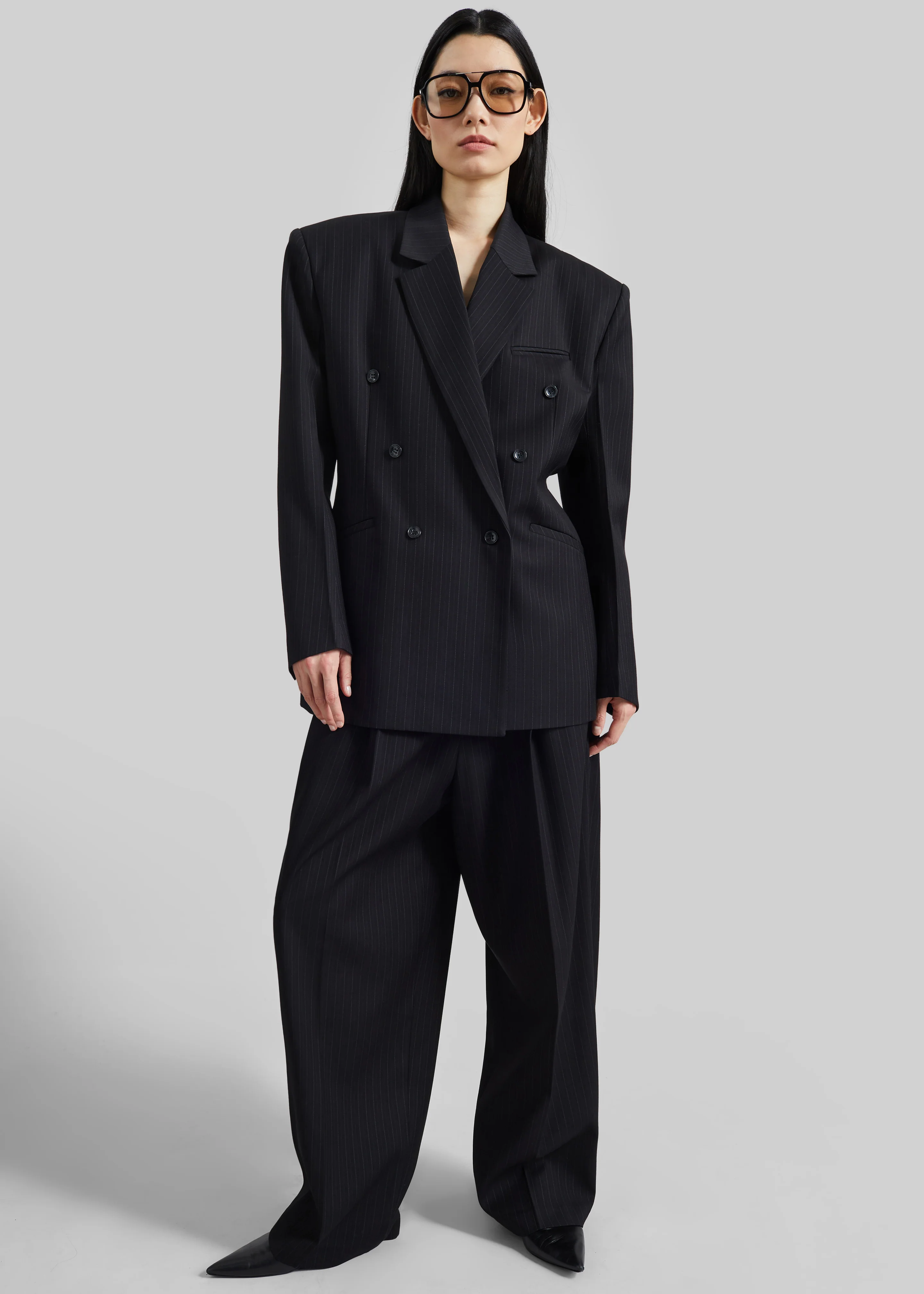 Helmond Double-Breasted Blazer - Black Multi Stripe