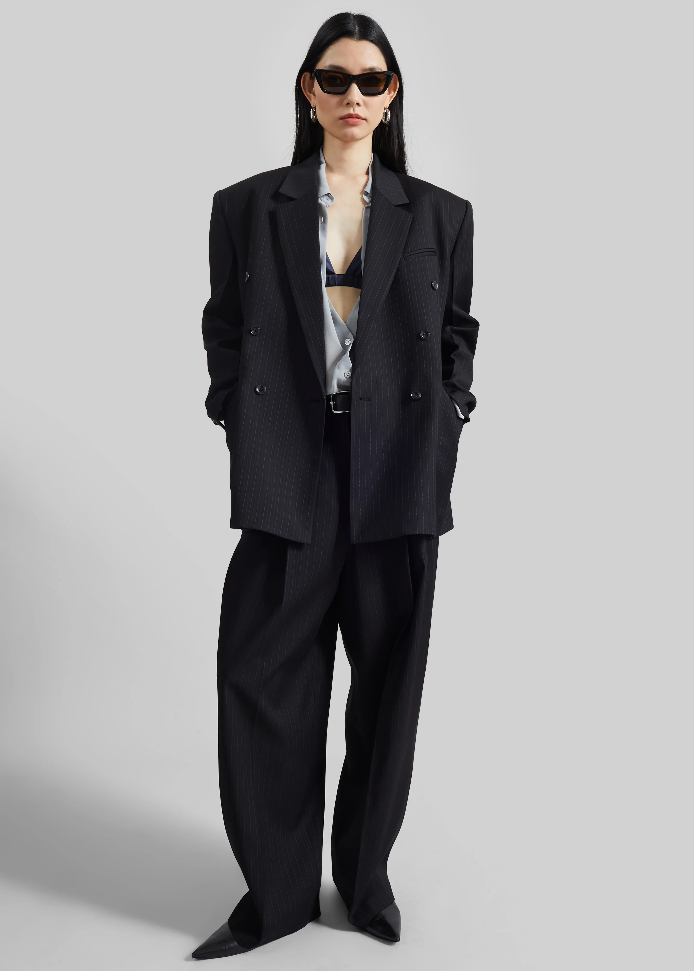 Helmond Double-Breasted Blazer - Black Multi Stripe - Image 4