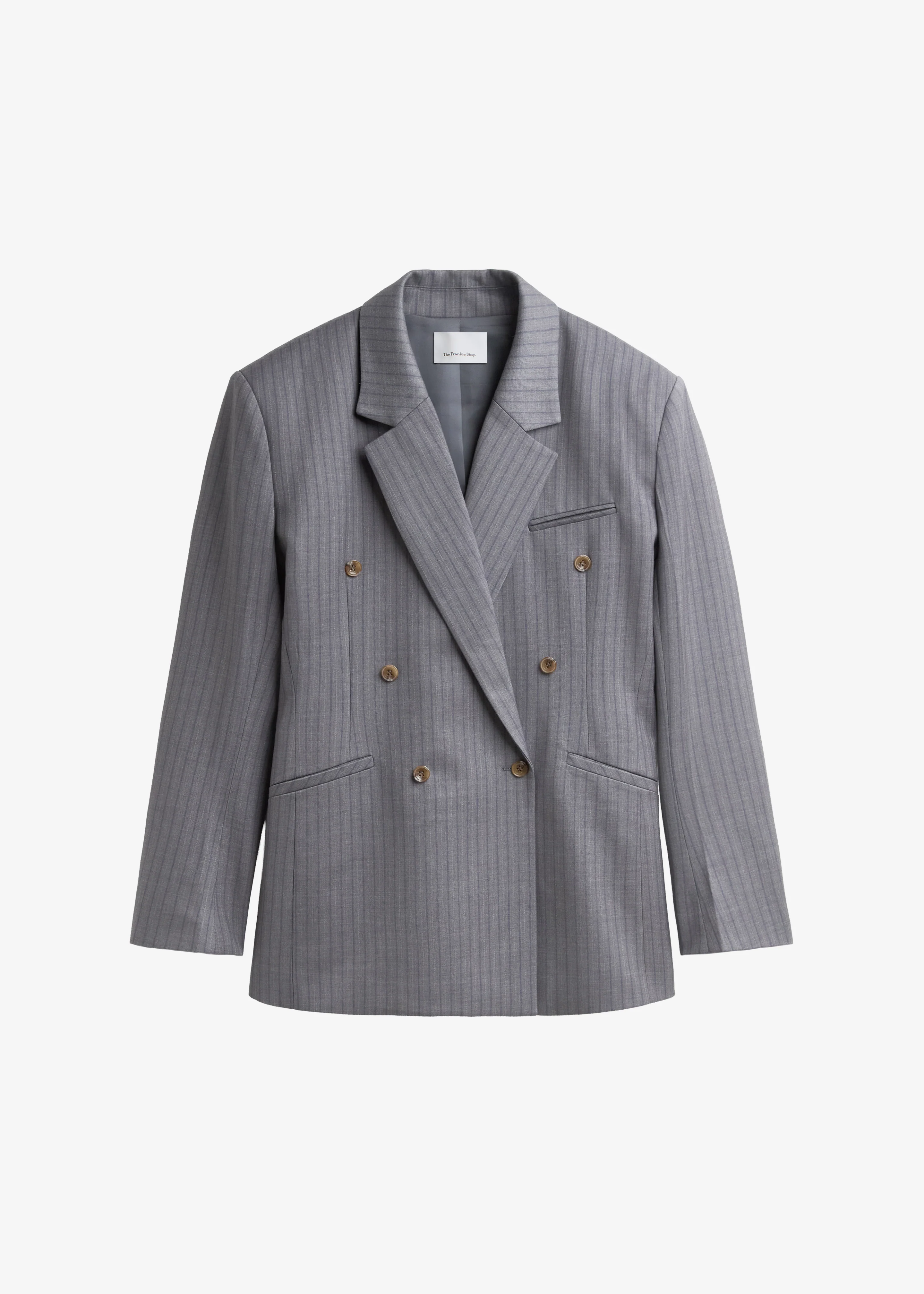Helmond Double-Breasted Blazer - Grey Multi Stripe - Image 9