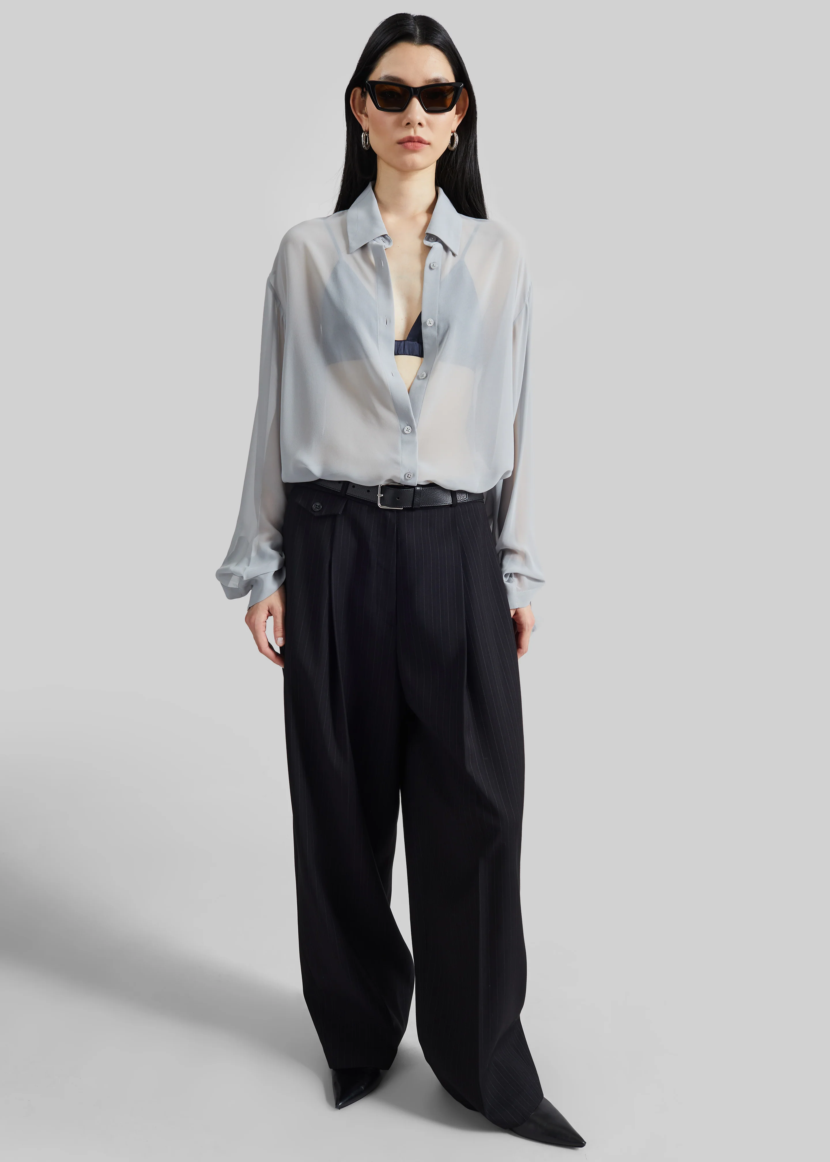 Helmond Pleated Trousers - Black Multi Stripe - Image 7