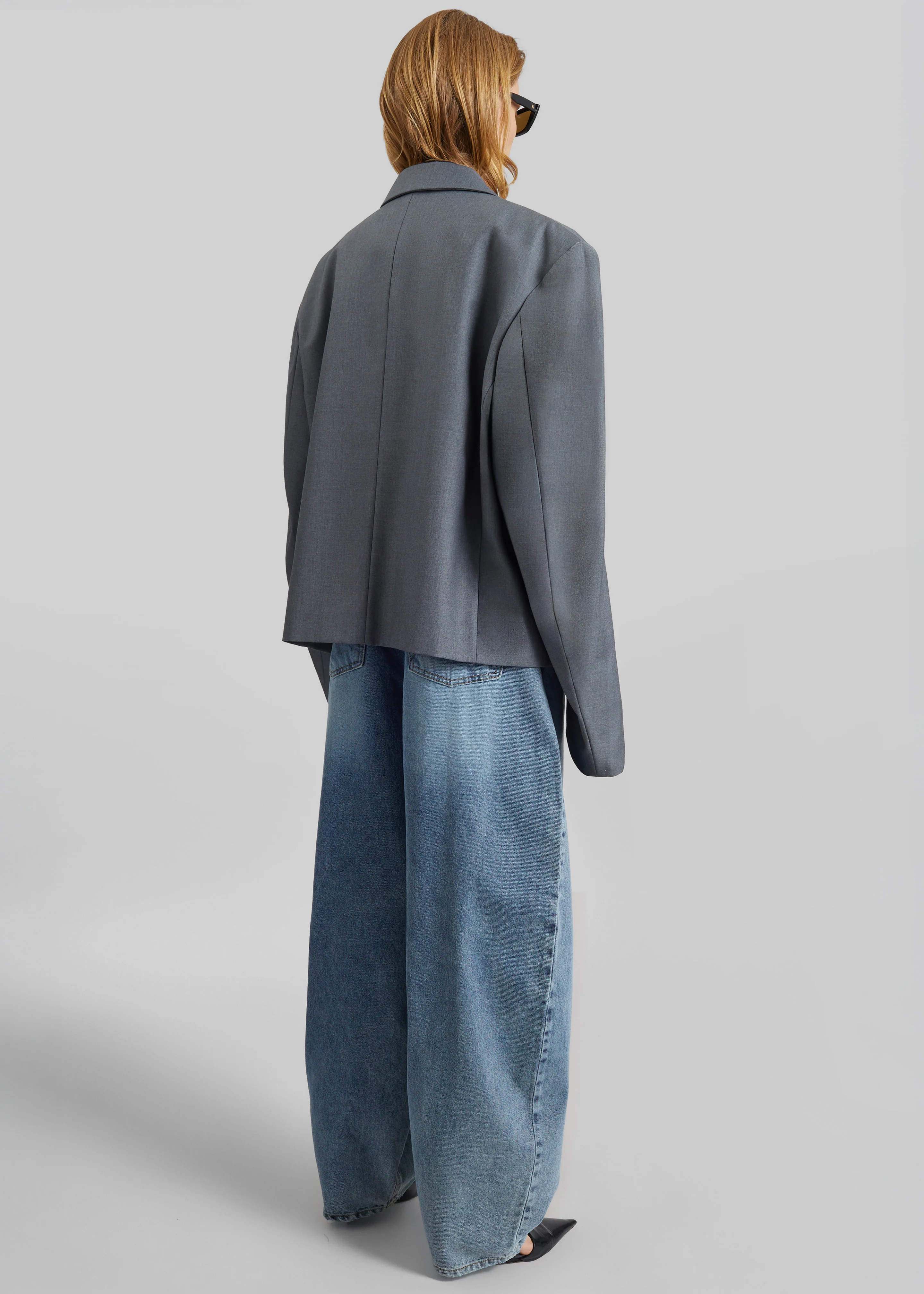 Helna Boxy Cropped Blazer - Grey - Image 7