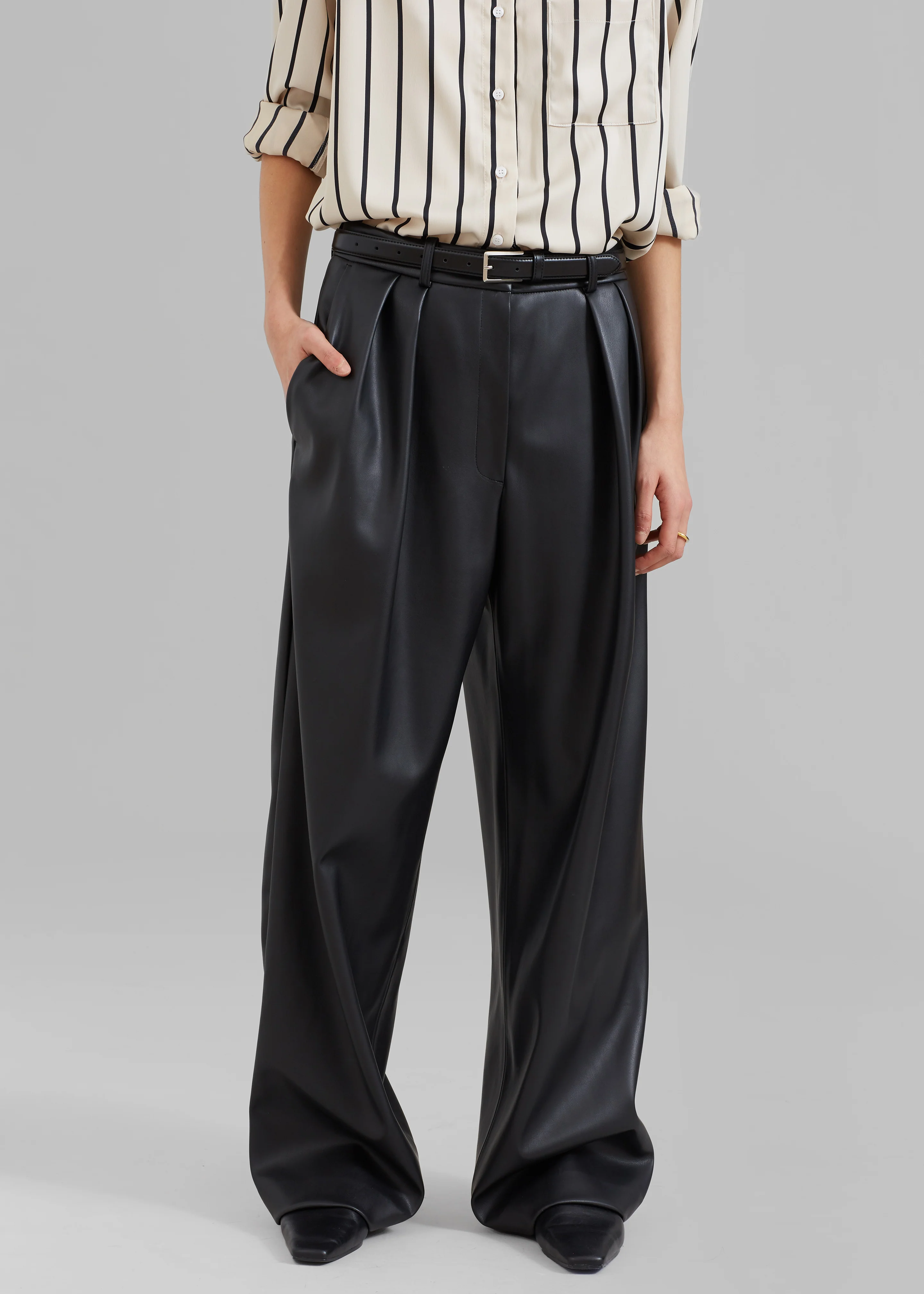 Helsinki Faux Leather Pants - Black - Image 10