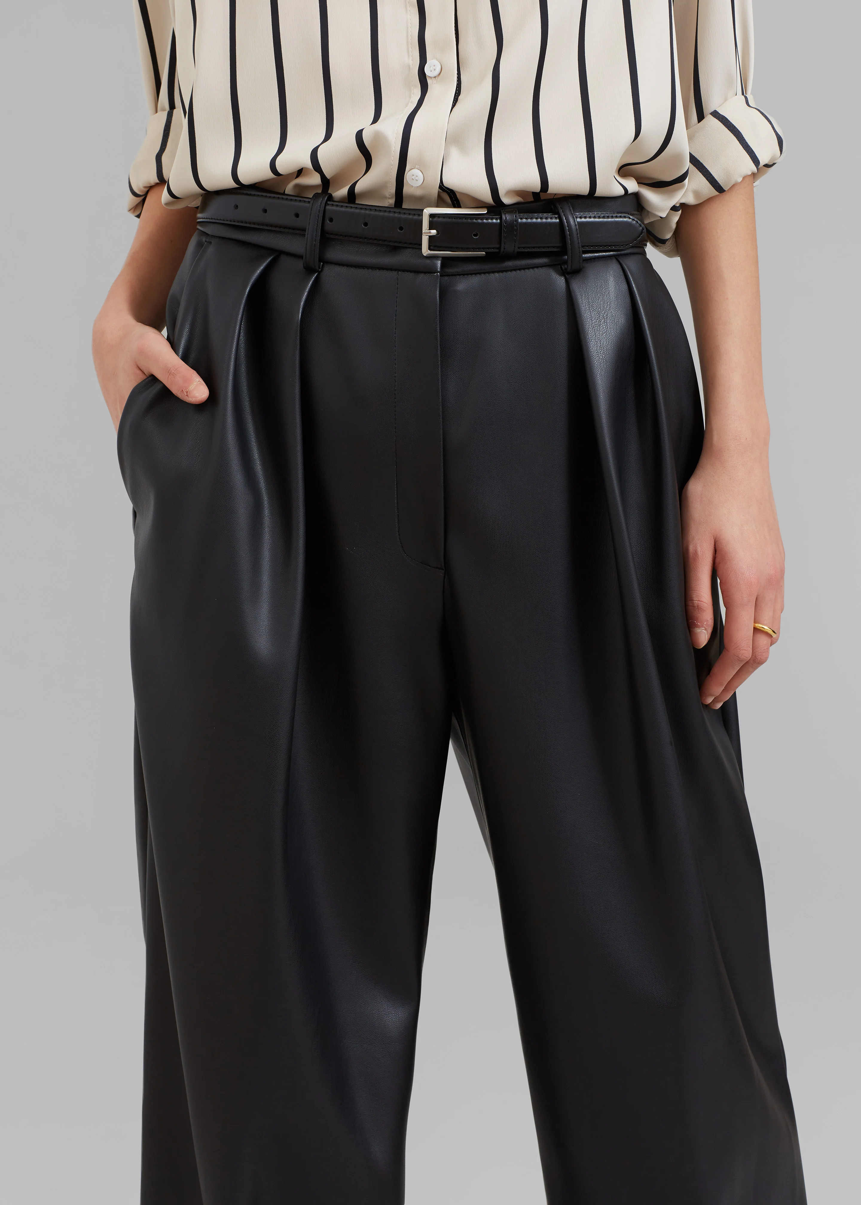 Helsinki Faux Leather Pants - Black - Image 6