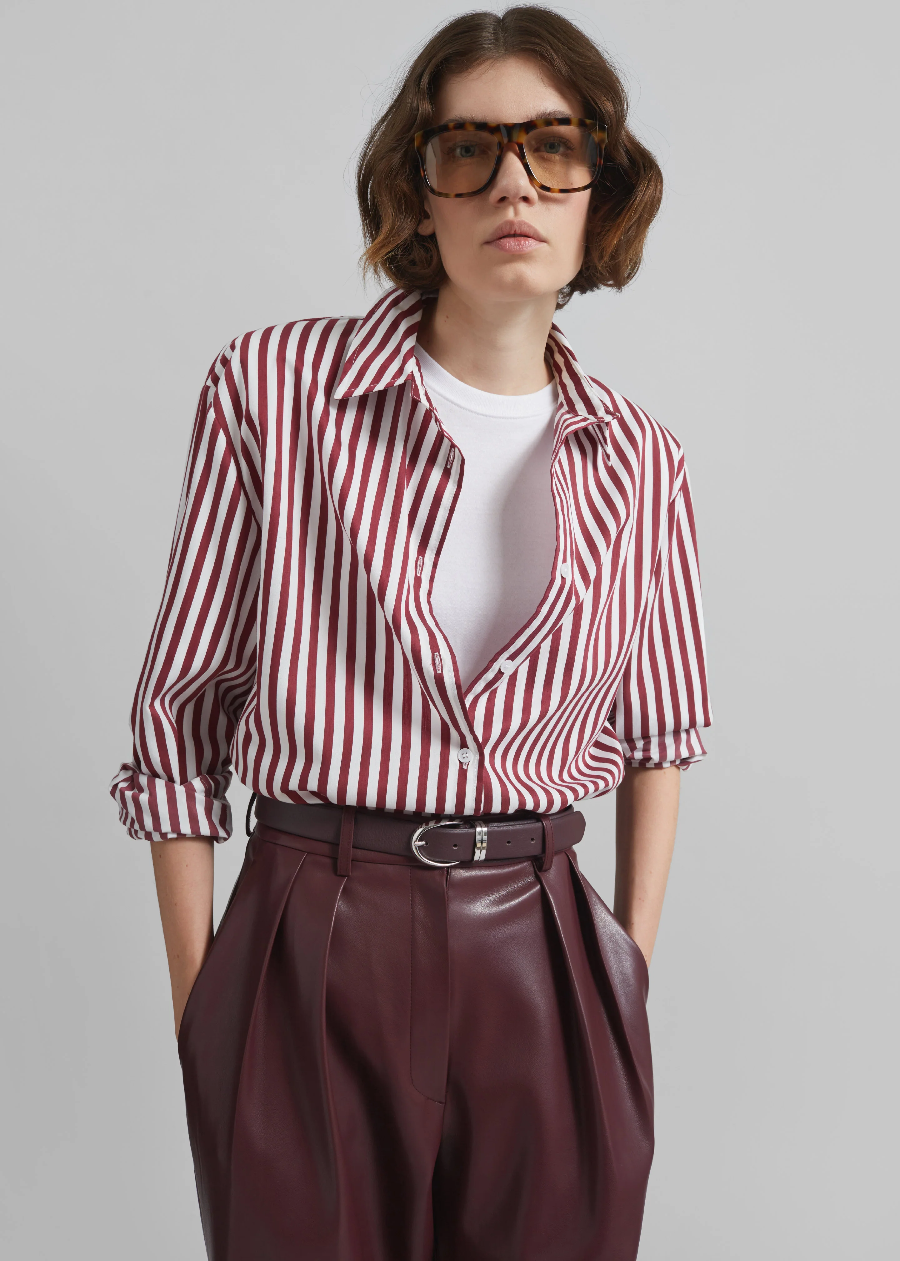 Helsinki Faux Leather Pants - Burgundy - Image 10