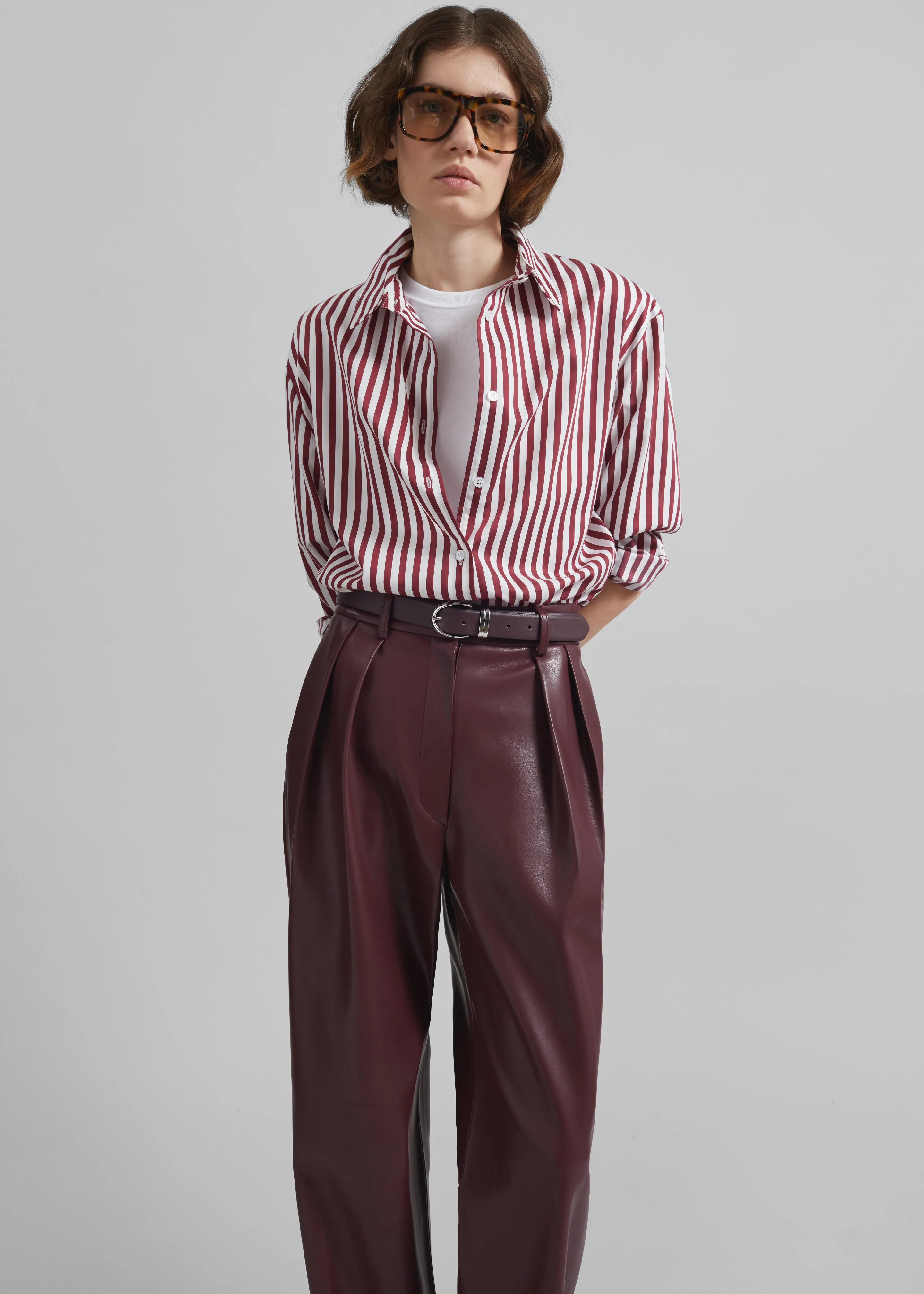 Helsinki Faux Leather Pants - Burgundy - Image 9