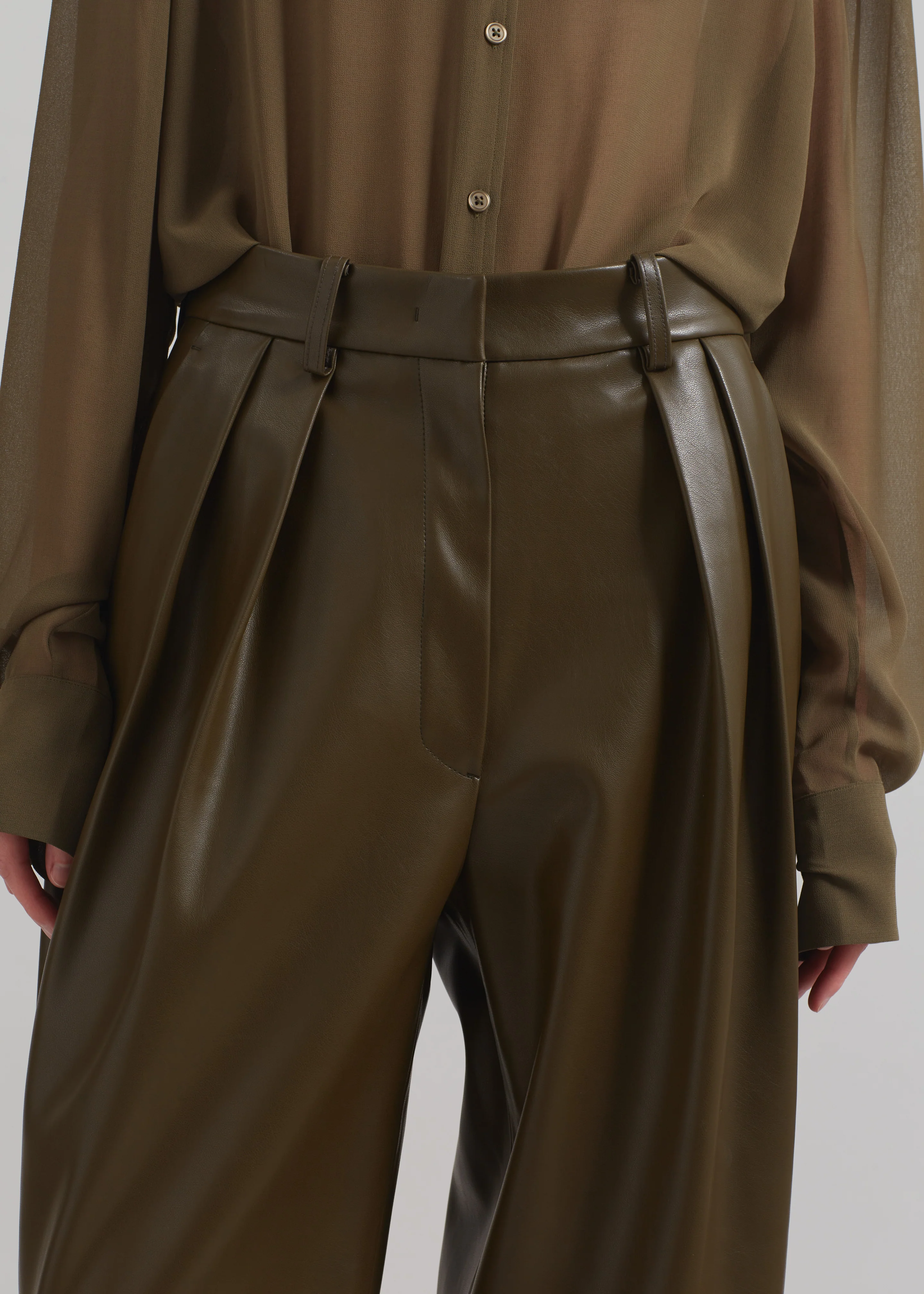 Helsinki Faux Leather Pants - Olive - Image 6