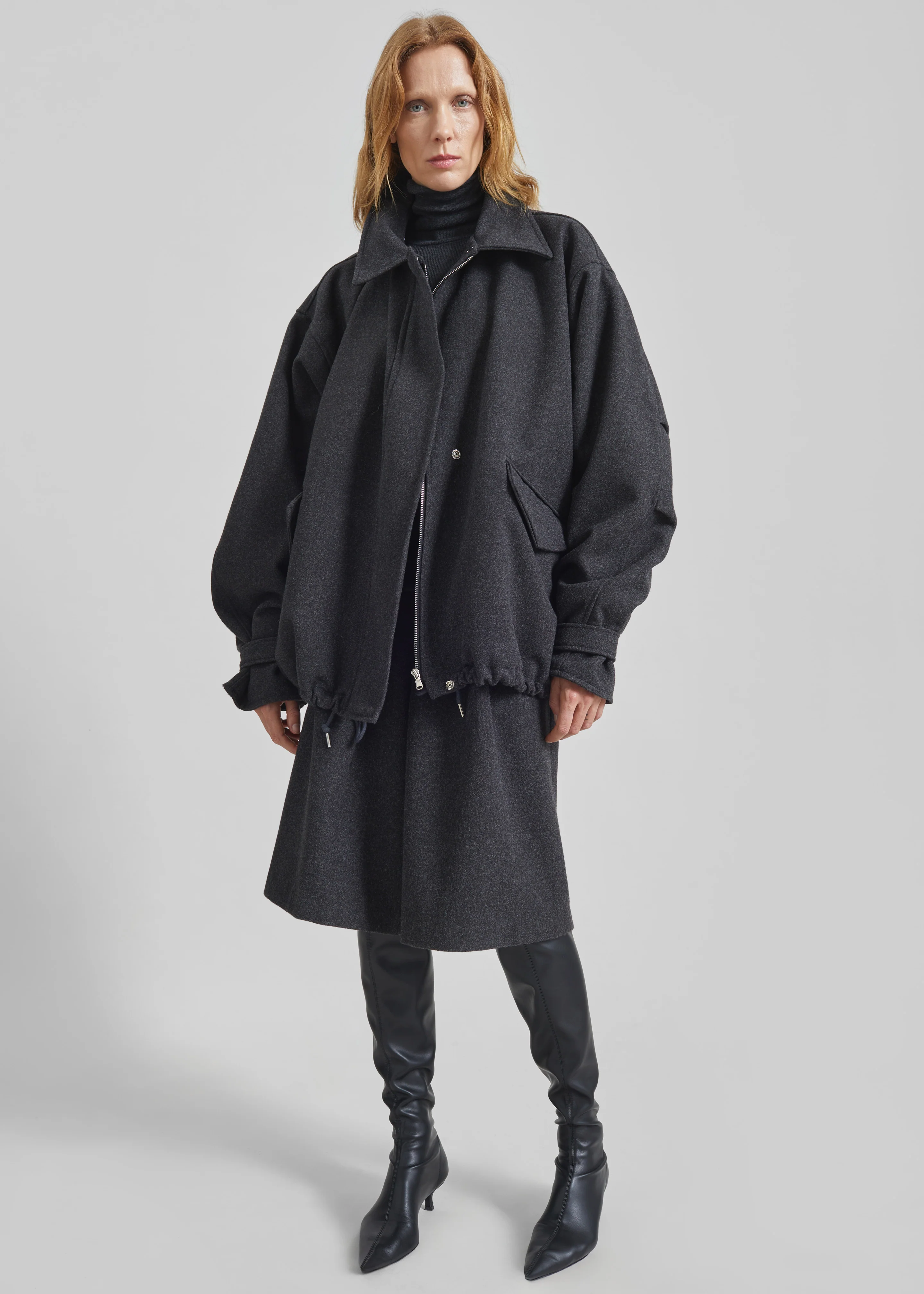 Hemavan Faux Fur Lined Jacket - Dark Grey - Image 2
