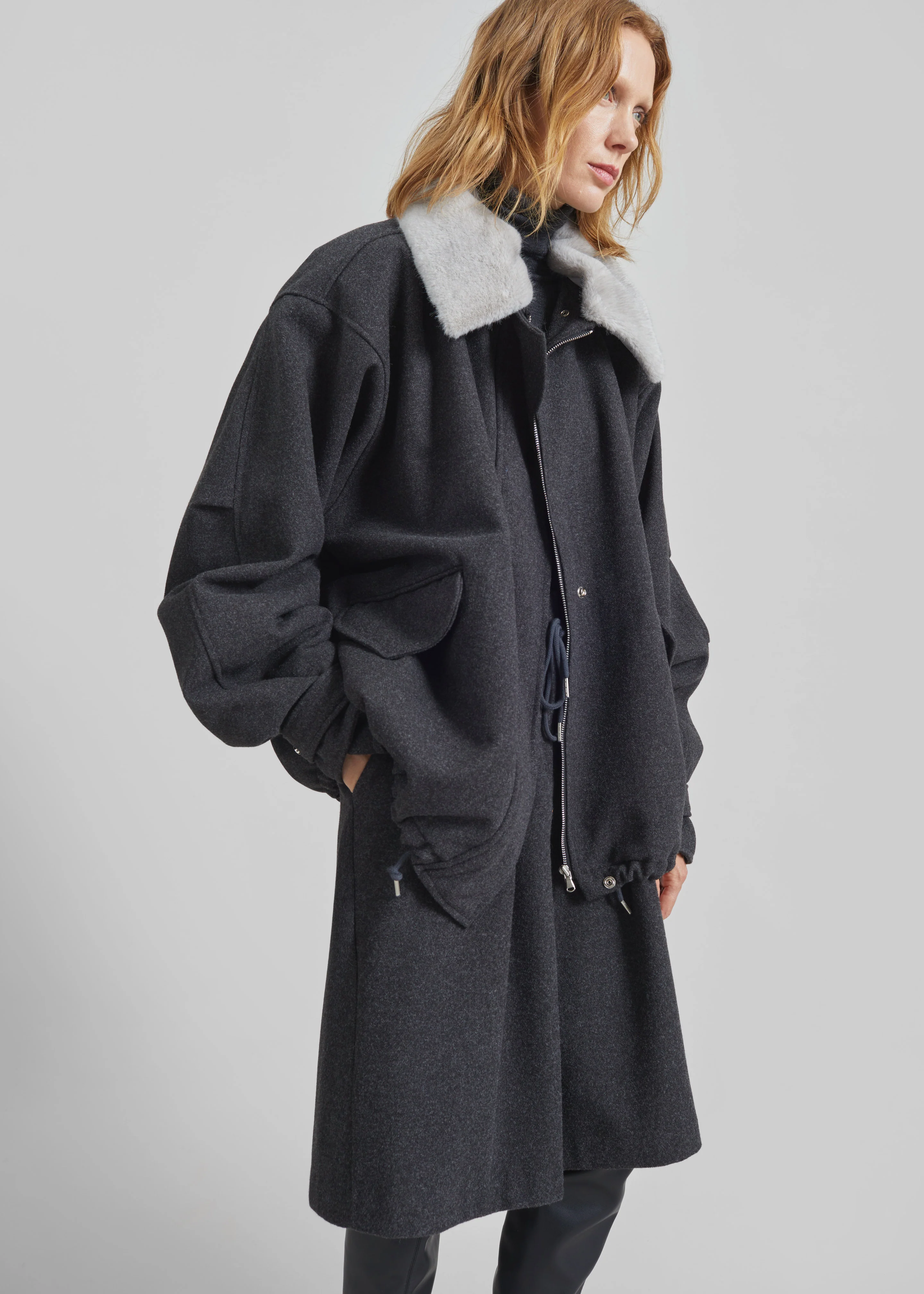 Hemavan Faux Fur Lined Jacket - Dark Grey - Image 7