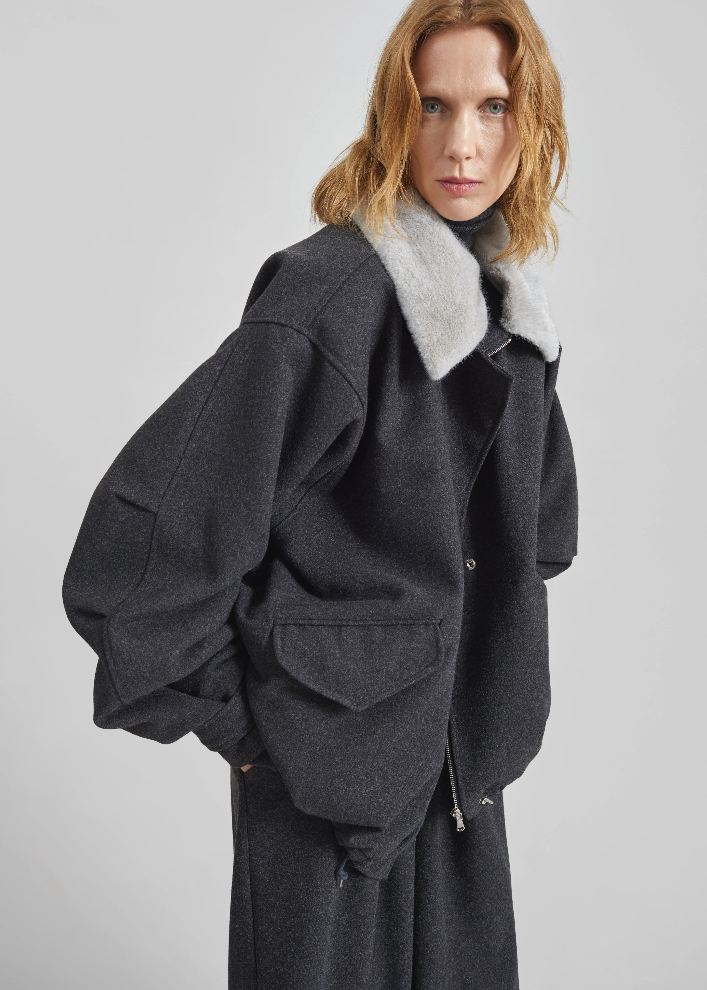 Hemavan Faux Fur Lined Jacket - Dark Grey - Image 8