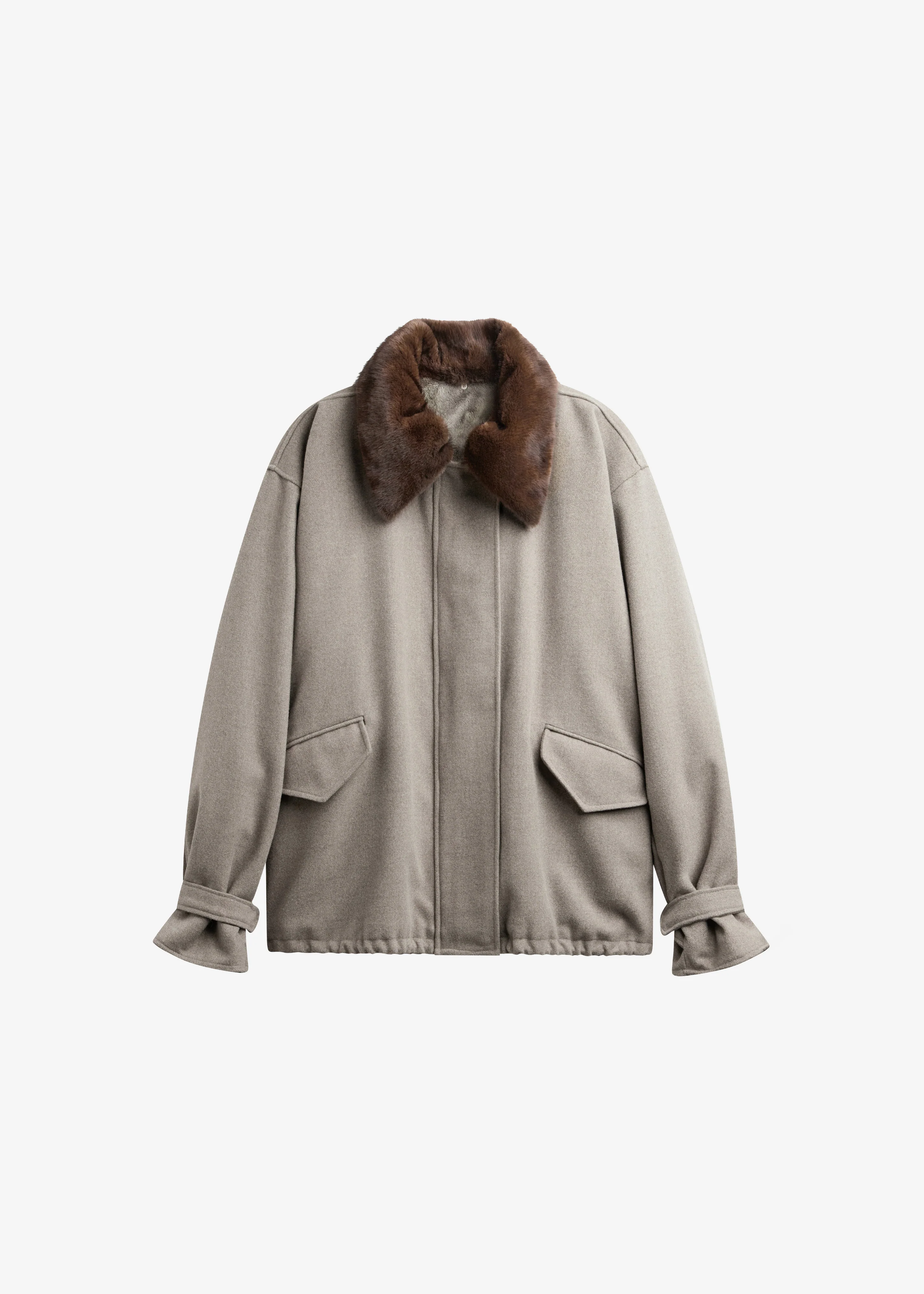 Hemavan Faux Fur Lined Jacket - Taupe - Image 9